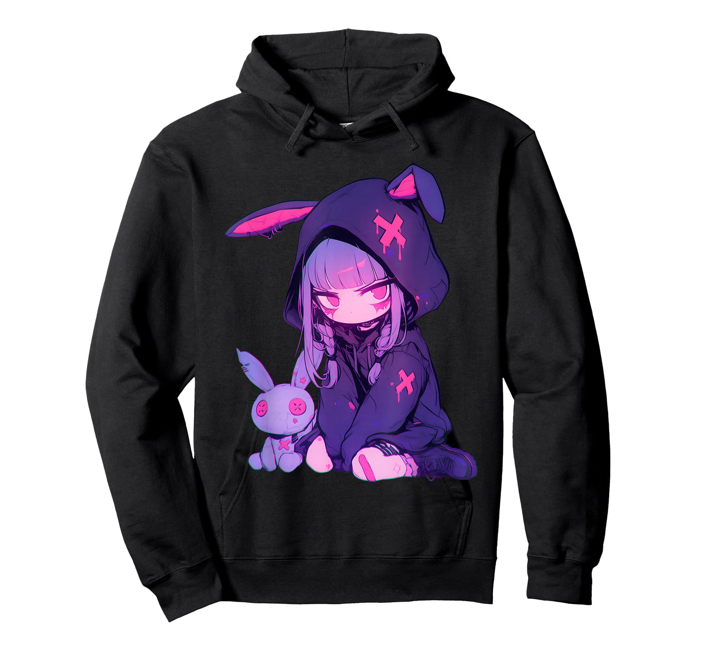 Anime Girl E-Girl Goth Bunny Cute Grunge Edgy Outfit T-Shirt