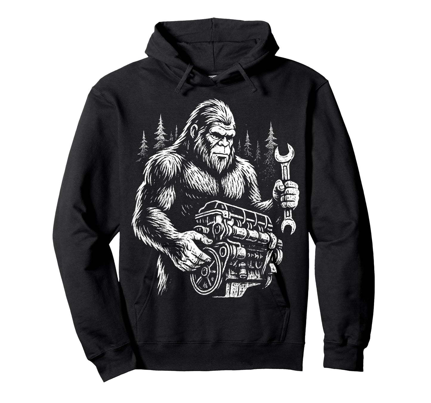 Funny Mechanic Bigfoot Sasquatch Engine Car Repair T-Shirt
