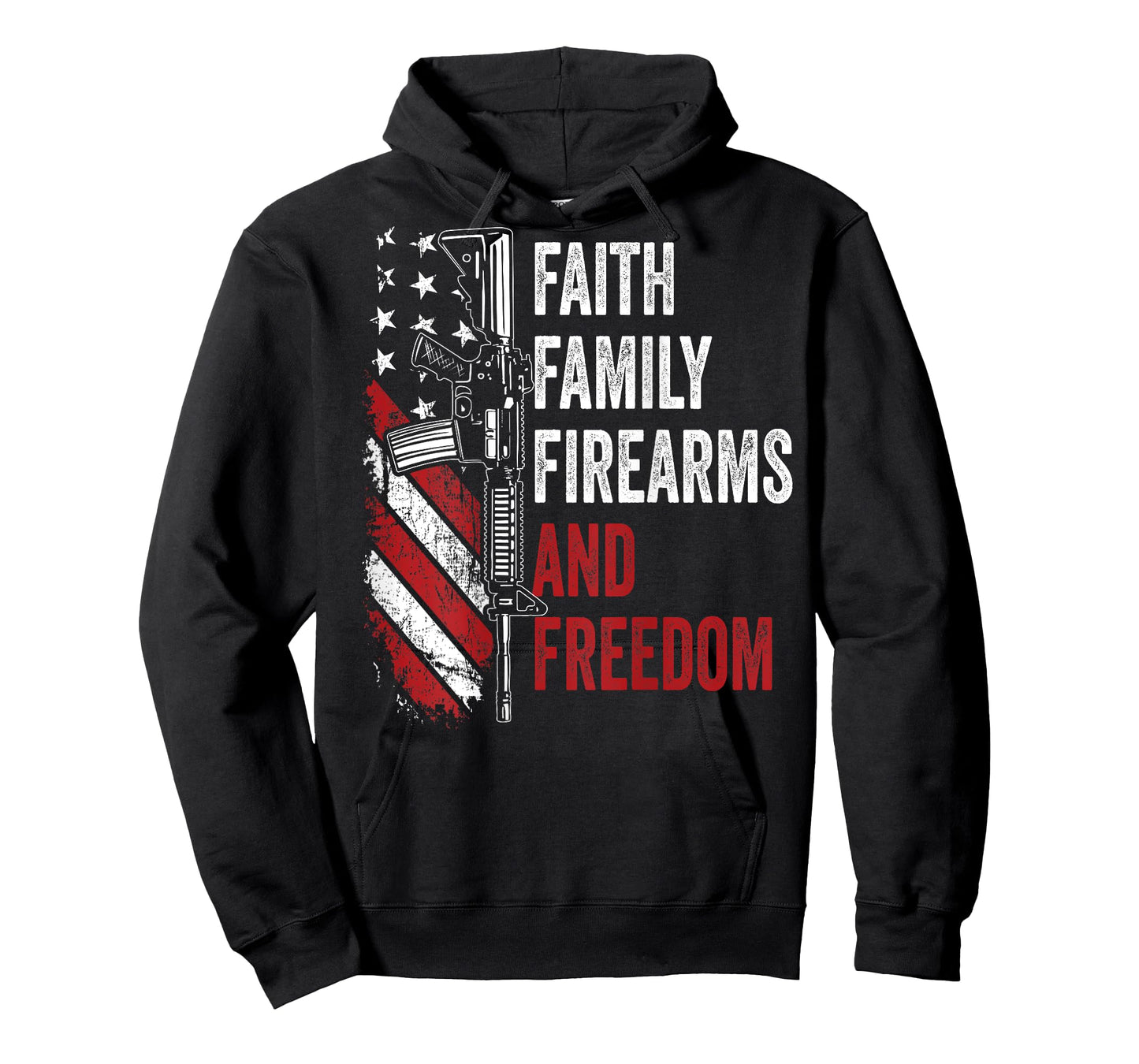 Faith Family Firearms & Freedom - Pro God Guns AR15 -ON BACK T-Shirt