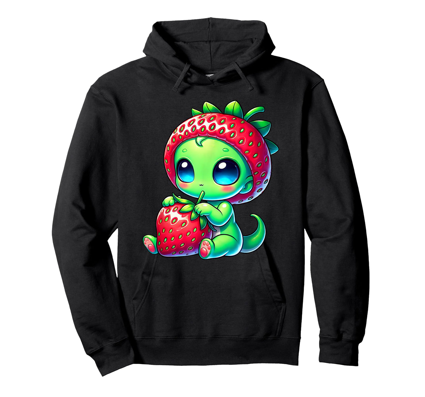 Quirky Alien Strawberry Hat Cute Cartoon T-Shirt