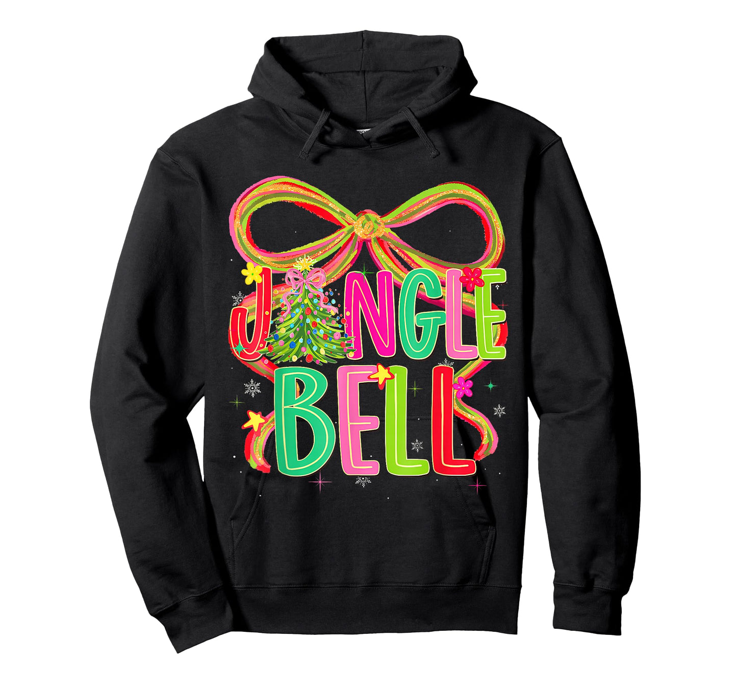 Funny Jingle Bells Coquette Bow Merry Christmas Girl Women T-Shirt