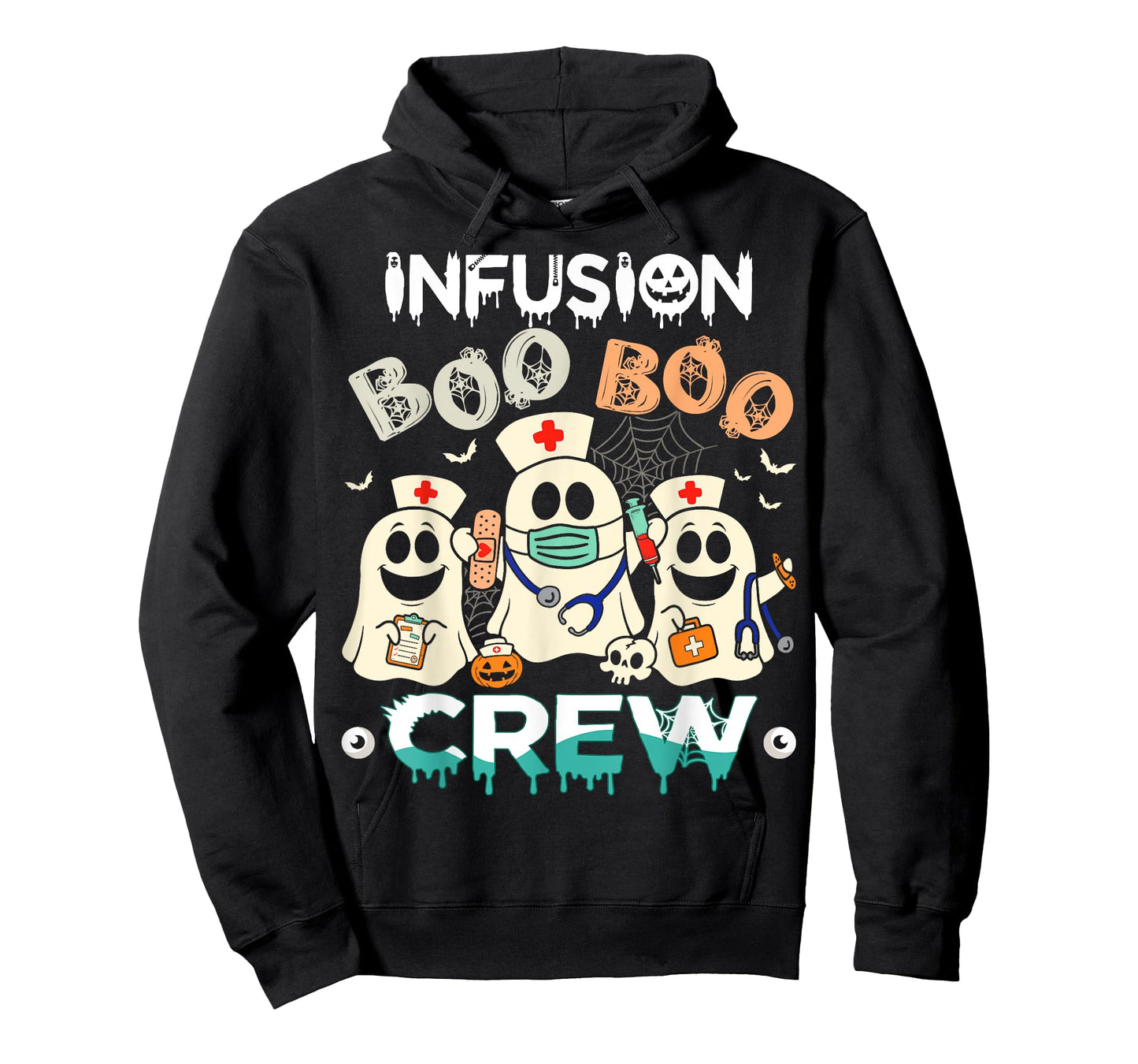 Boo Infusion Crew Ghost Women Halloween Nurse Costume T-Shirt