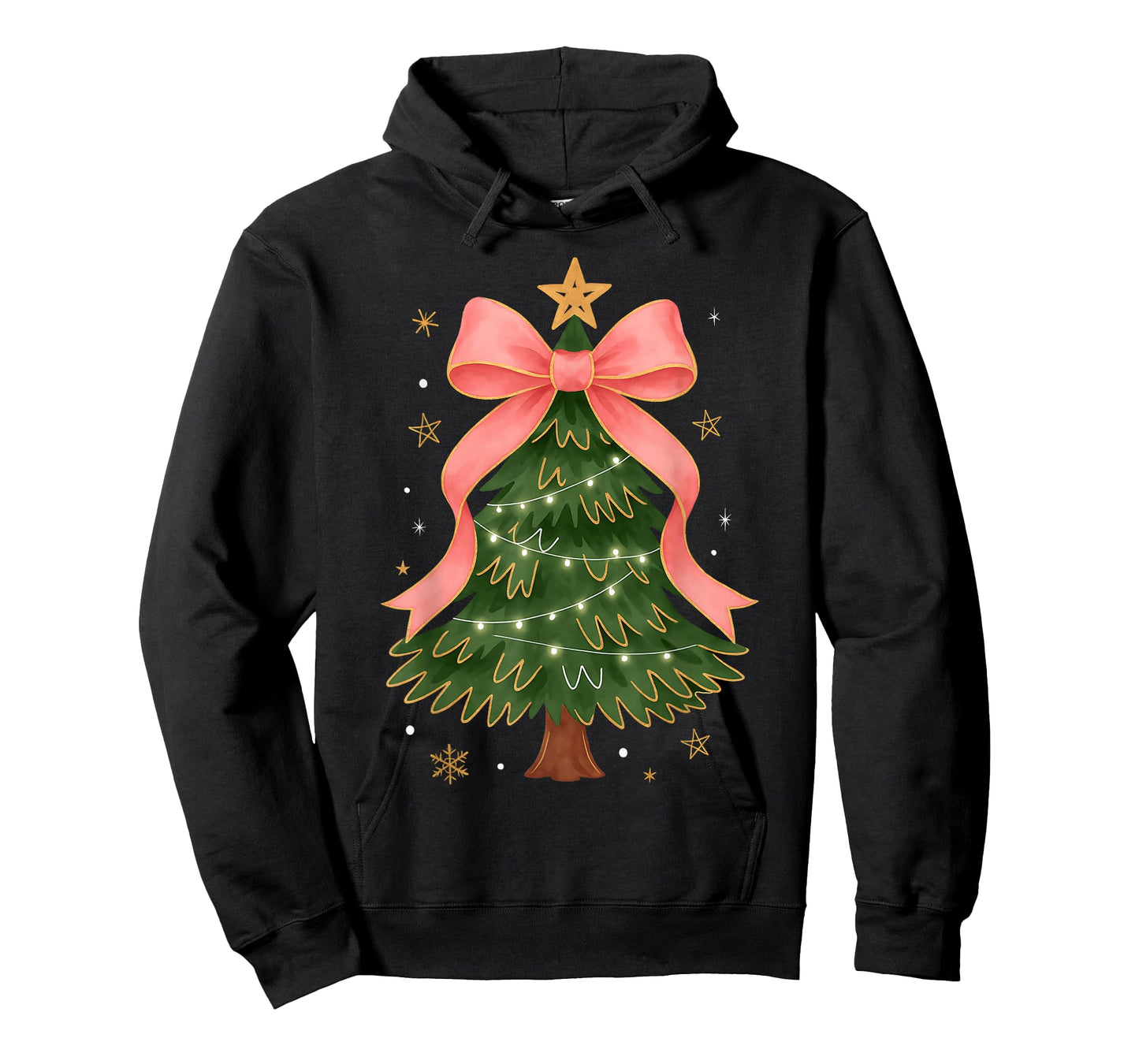 Christmas Tree Xmas Holiday Coquette Bow Girly Women T-Shirt