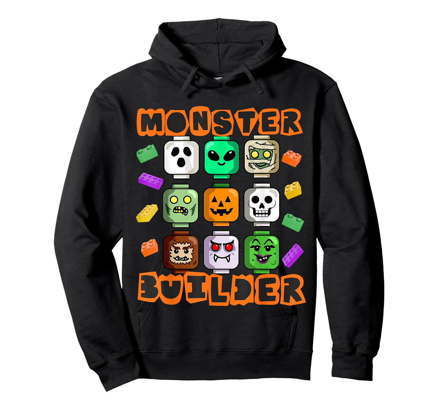 Monster Builder Halloween Building Bricks Brick Head Funny T-Shirt