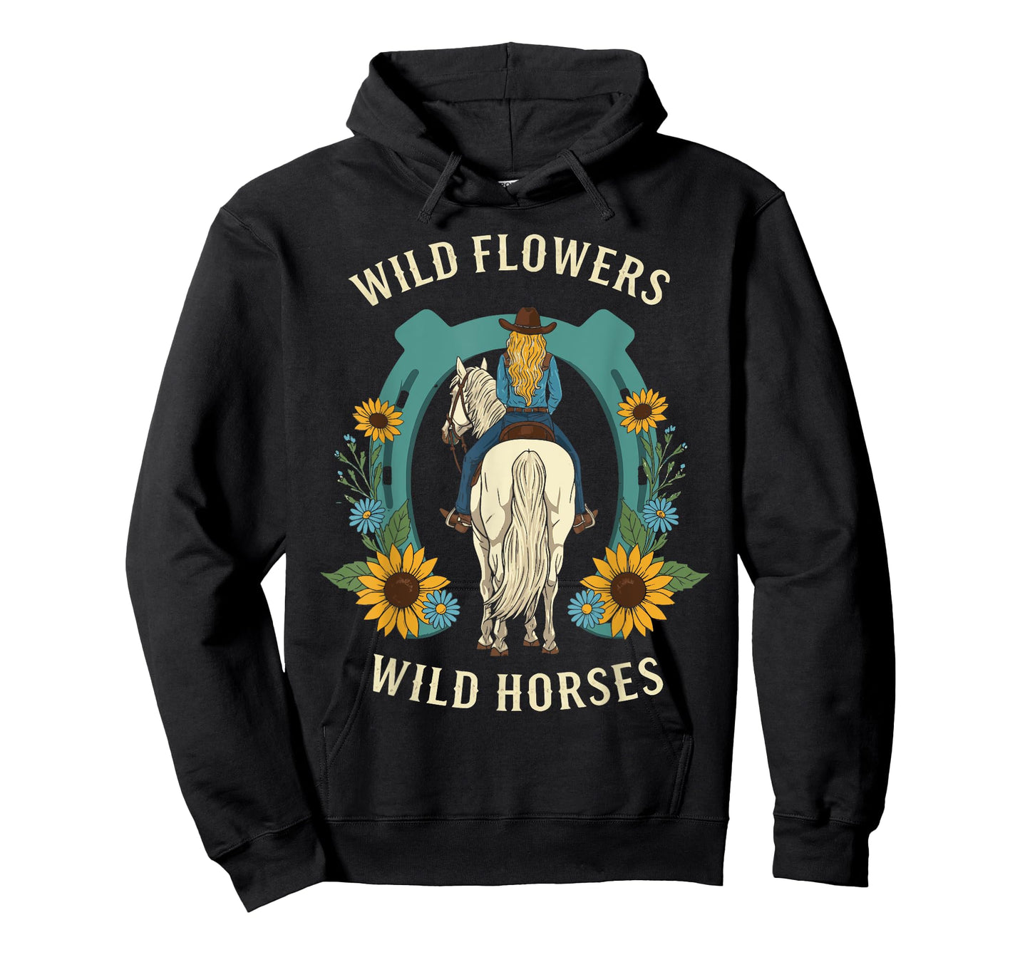 Wild Flowers Wild Horses Retro Rodeo Western Country Cowgirl T-Shirt