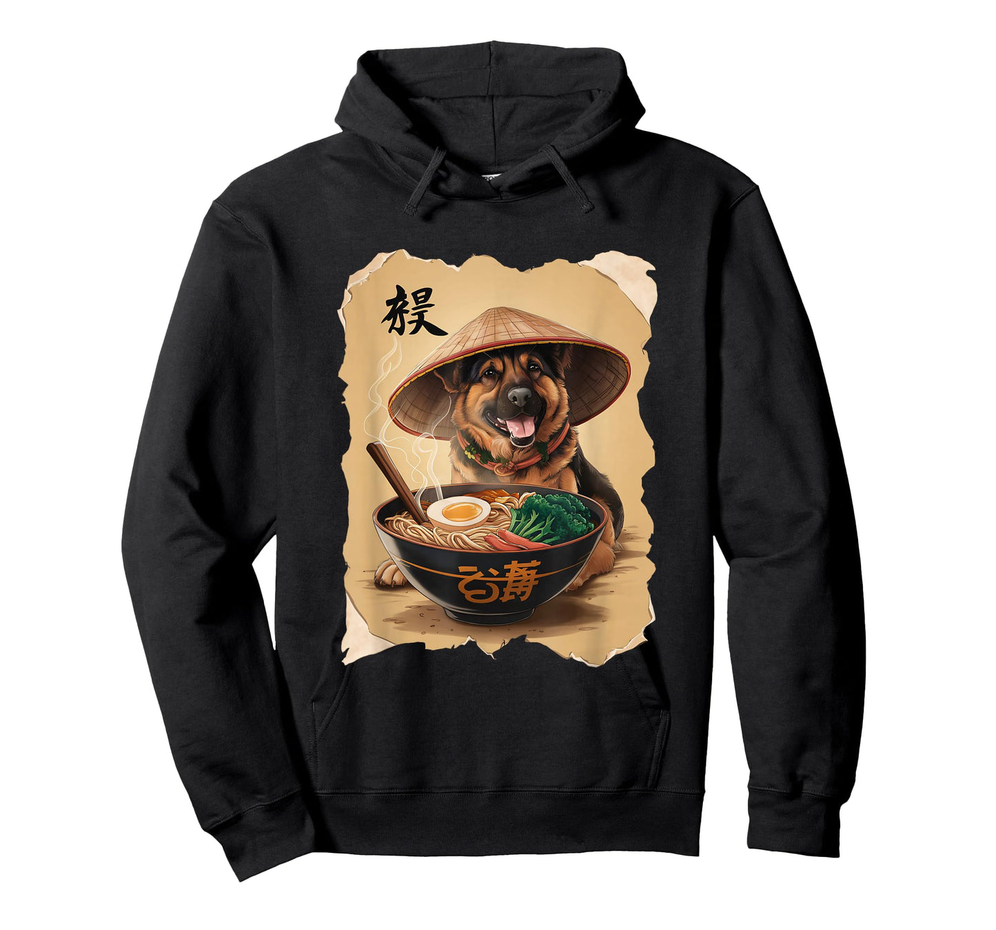 Men Woman Kawaii Eating Ramen Japanese German Shepherd T-Shirt