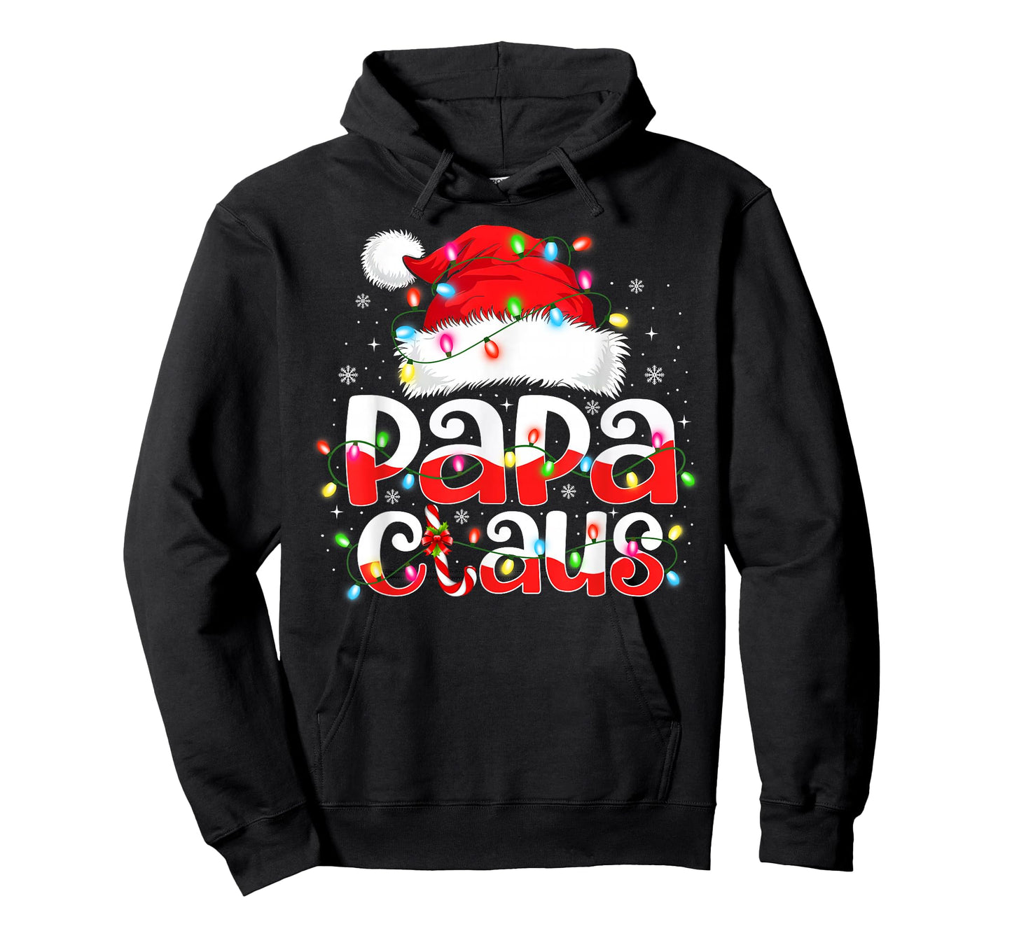 Papa Claus Shirt Christmas Lights Pajama Family Matching T-Shirt