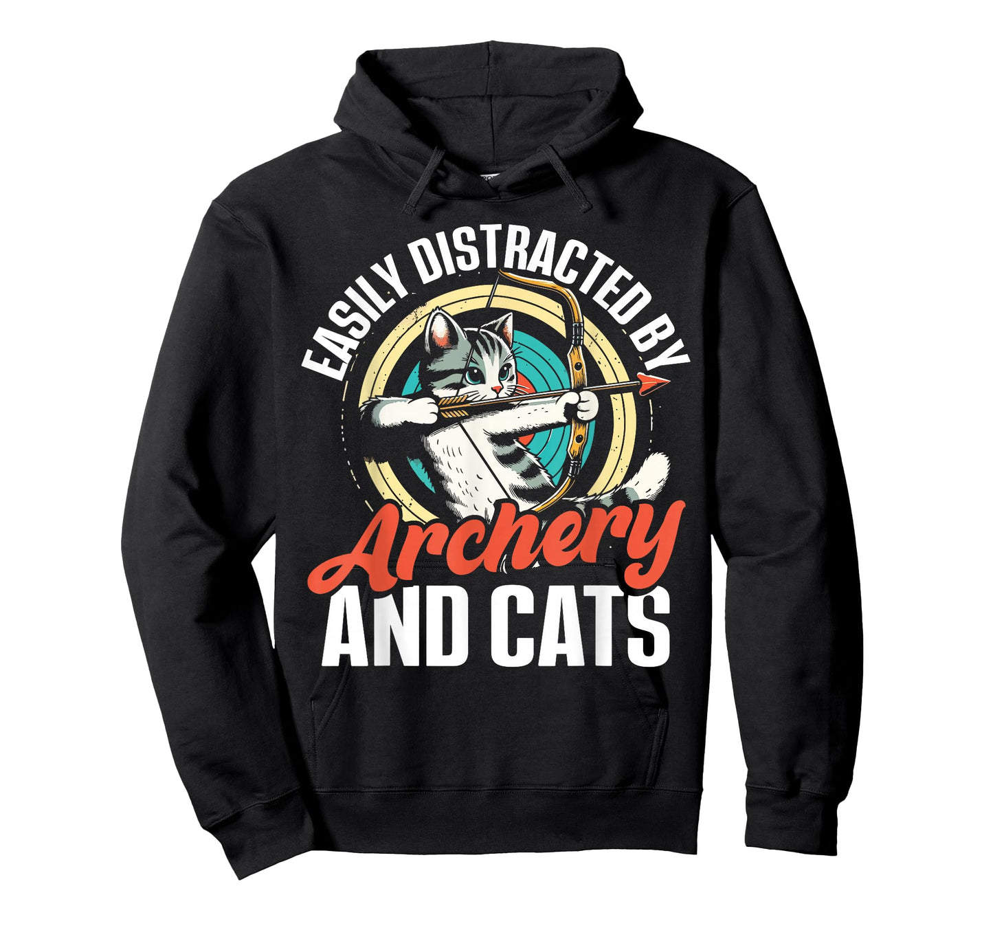 Funny Cat Parent Gift Easily Distracted by Archery and Cats T-Shirt