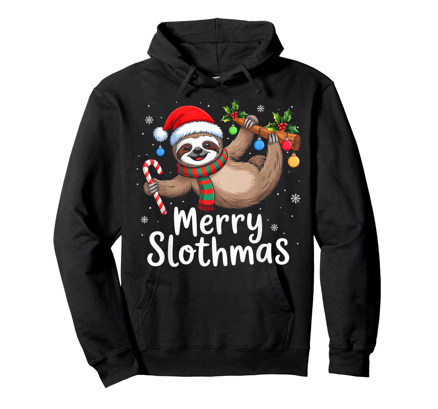 Merry Slothmas Christmas Sloth Santa Hat Xmas Pajamas T-Shirt