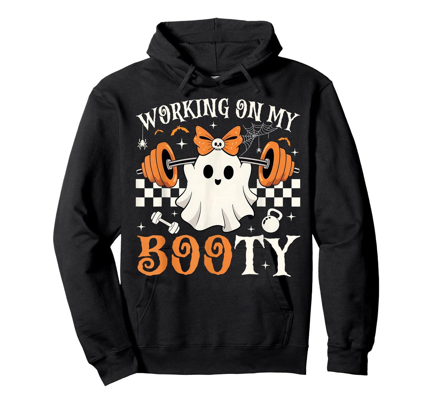 Funny Halloween Working On My Booty Boo-Ty Gym Ghost T-Shirt