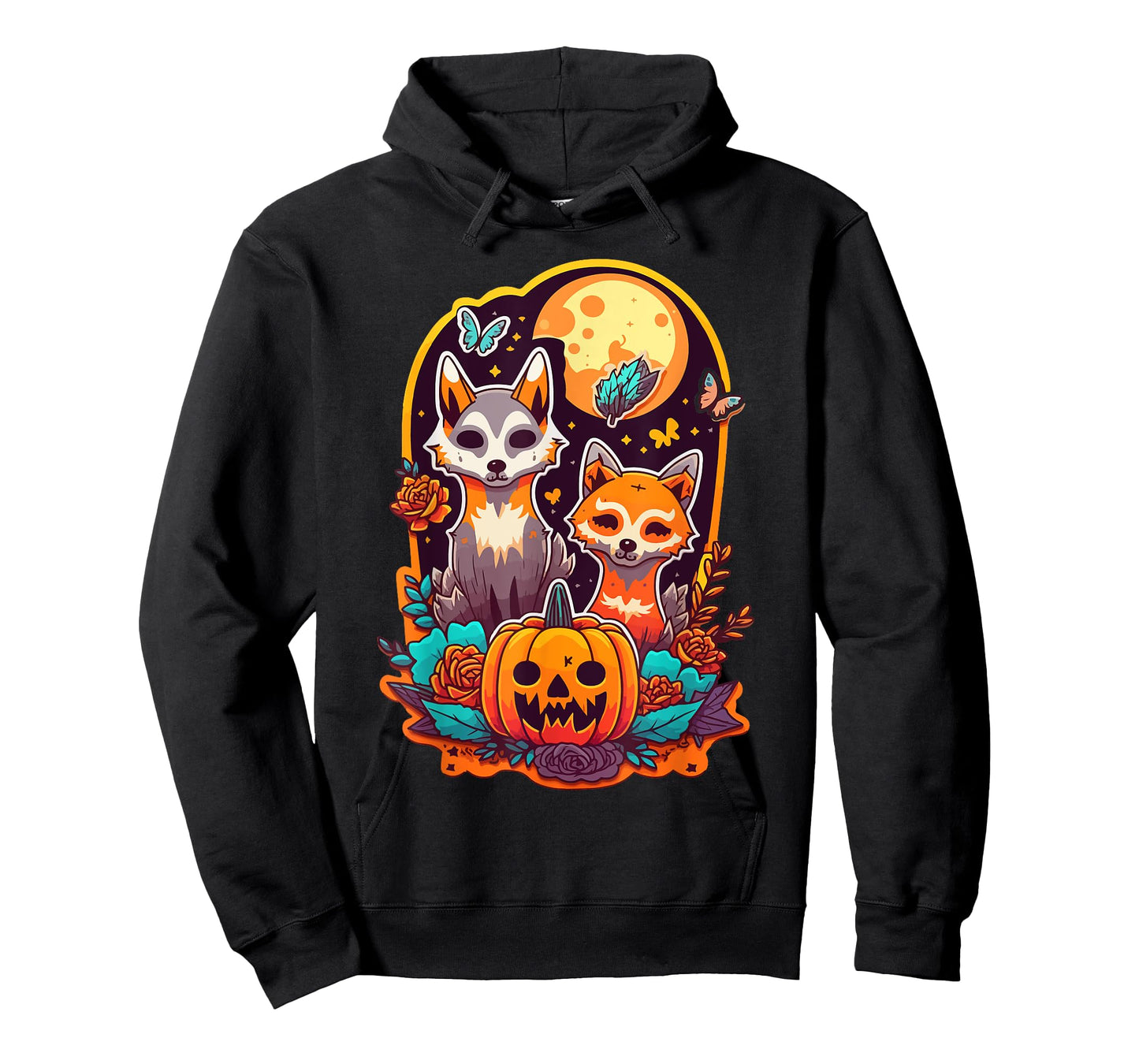 Sugar Skull Wolf Fox Cute Trick-or-treat Anime Halloween T-Shirt