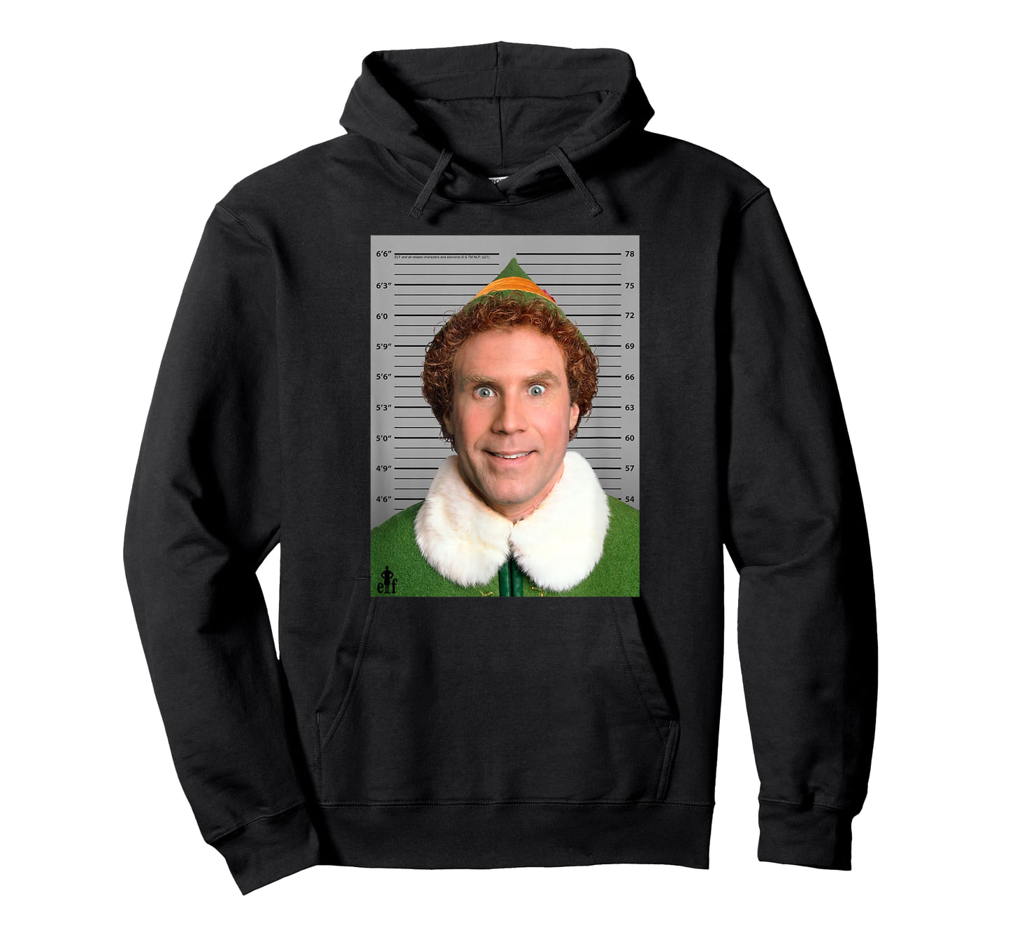 Elf Buddy Hobbs As Will Ferrell Mugshot Christmas Movie T-Shirt