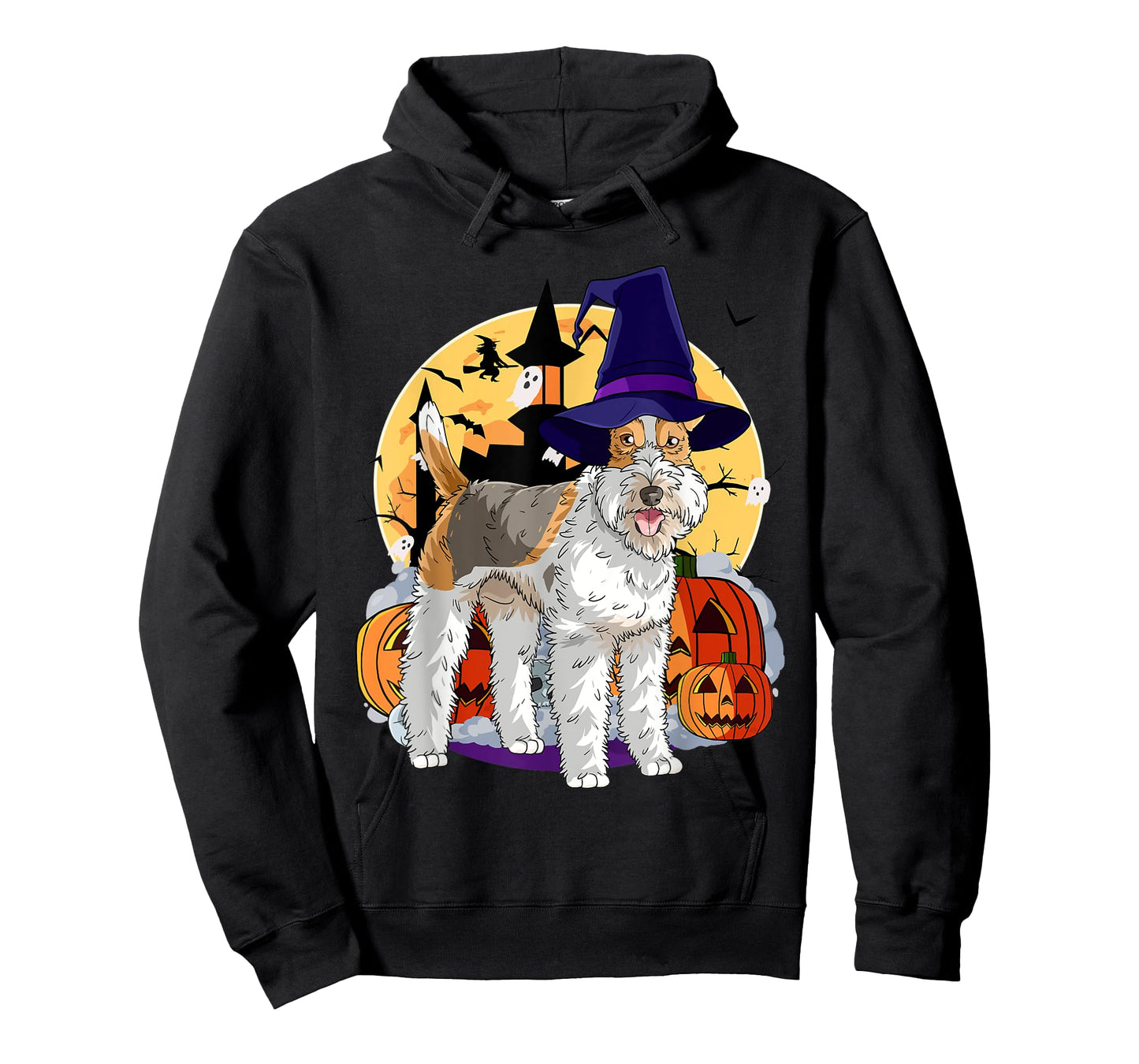 Wire Fox Terrier Cute Dog Halloween Witch Pumpkin T-Shirt