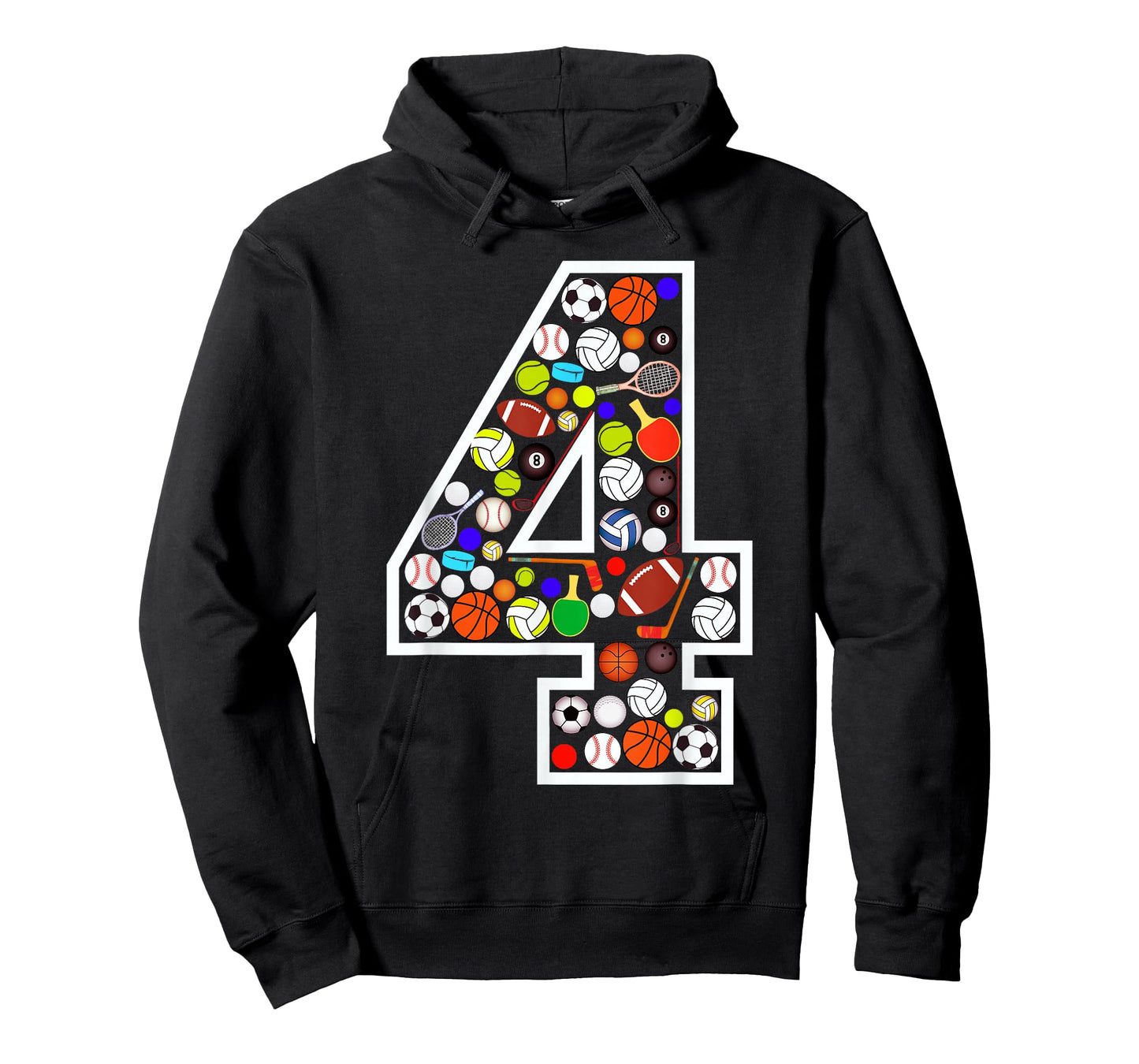 Kids 4th Birthday Sports Big Number Four 4 Year Old Boy T-Shirt