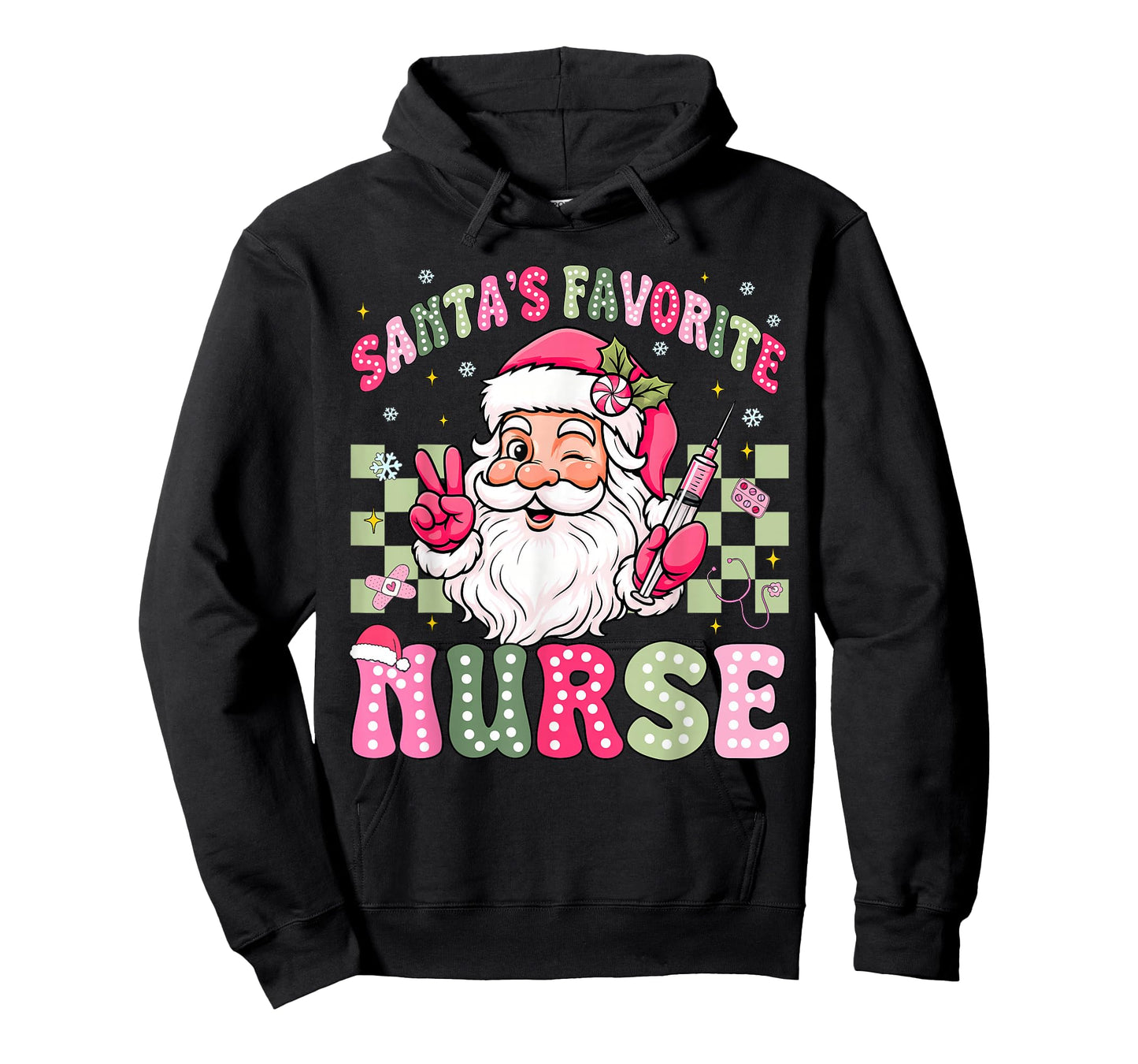 Santa's Favorite Nurse Groovy Christmas Teacher Boys Girls T-Shirt