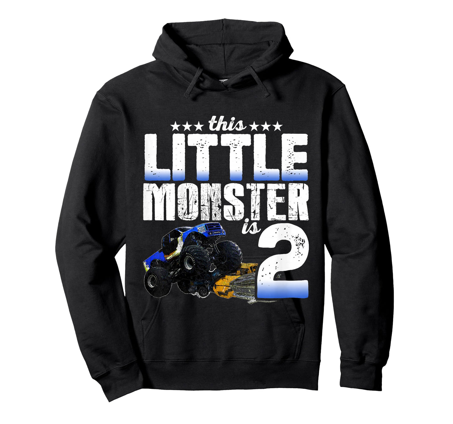 2 Years Old Little Monster Truck Shirt 2nd Birthday Gift Tee T-Shirt