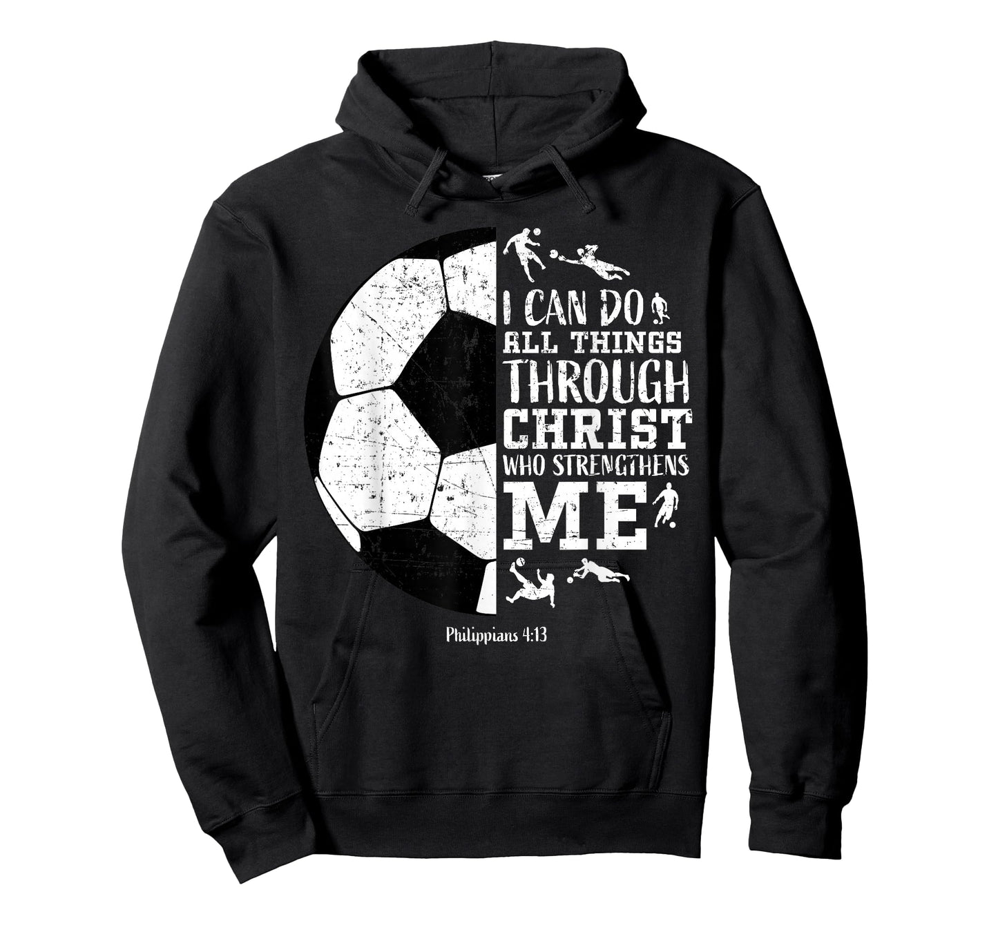 Christian Soccer Faith Graphic Bible Verse Philippians 4:13 T-Shirt