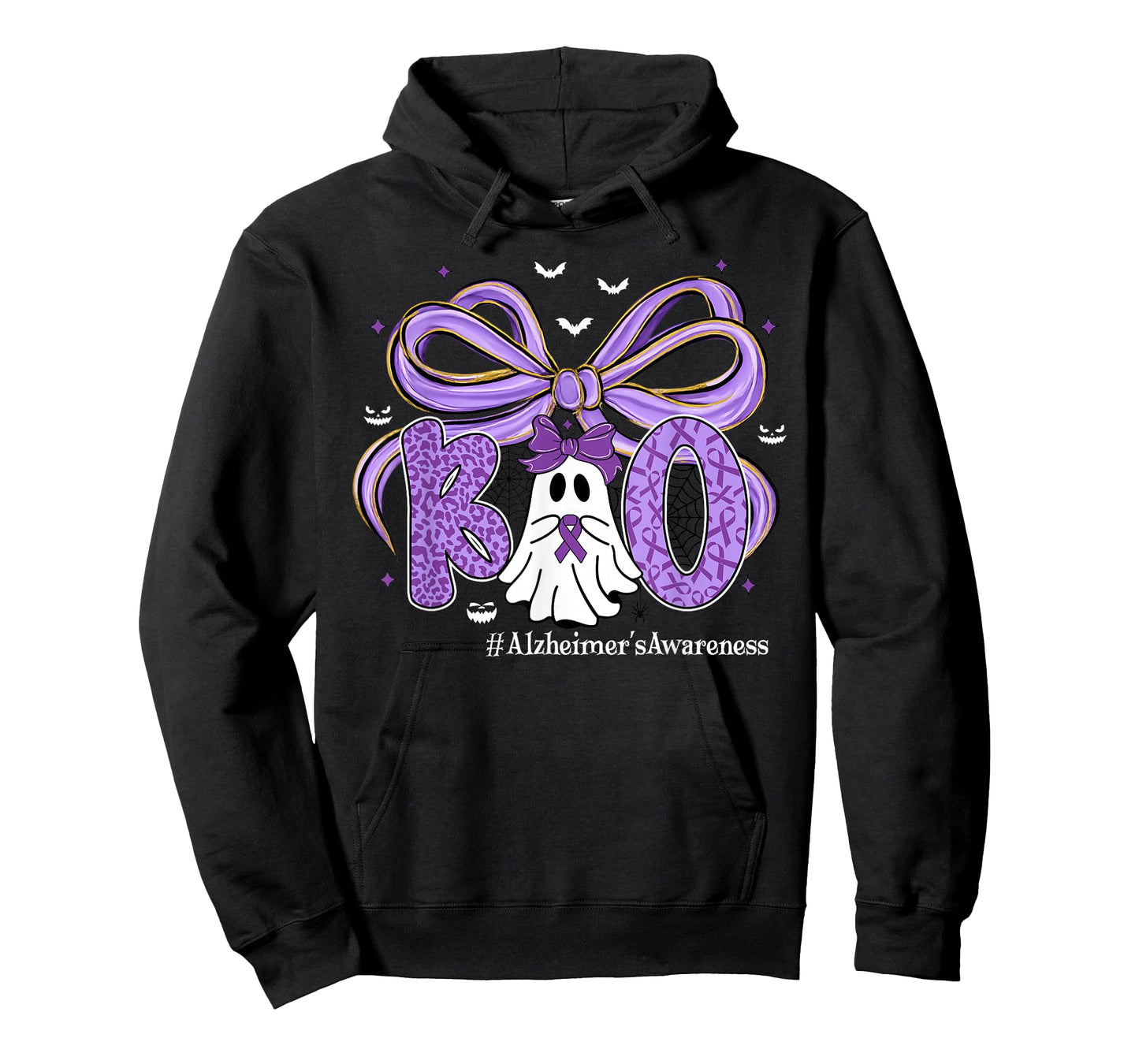 Purple Coquette Ghost Boo Alzheimer's Awareness Halloween T-Shirt