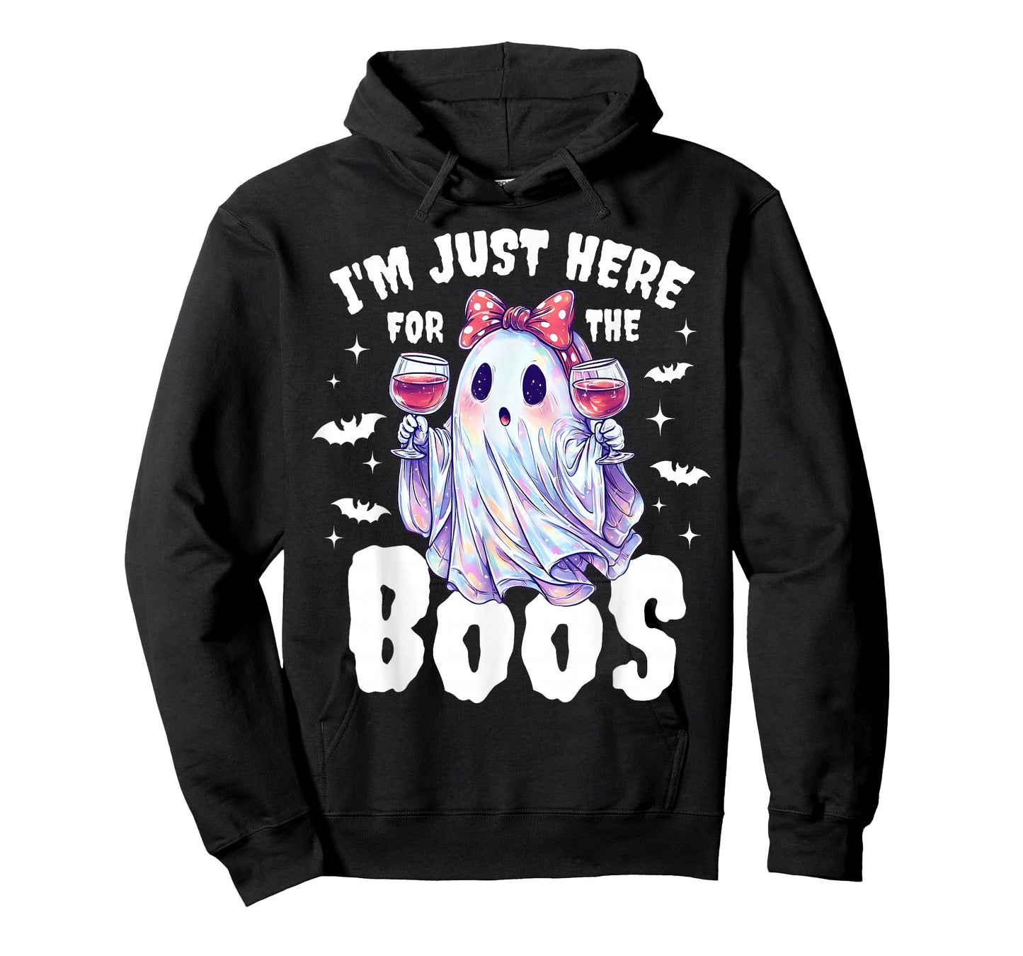I'm Just Here for The Boos Funny Halloween Women Ghost Bow T-Shirt