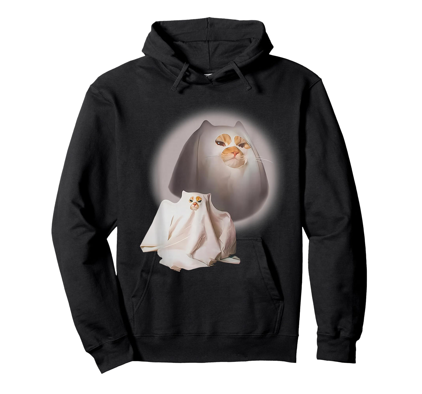 Ghost Cat Meme Funny Halloween Men Women Kids T-Shirt