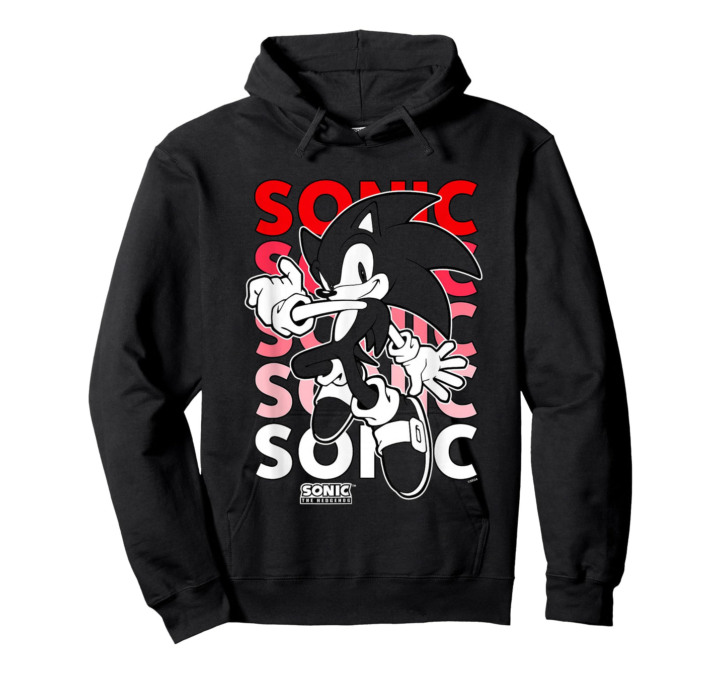 Sonic The Hedgehog Stacked Repeating Name Retro Shot T-Shirt