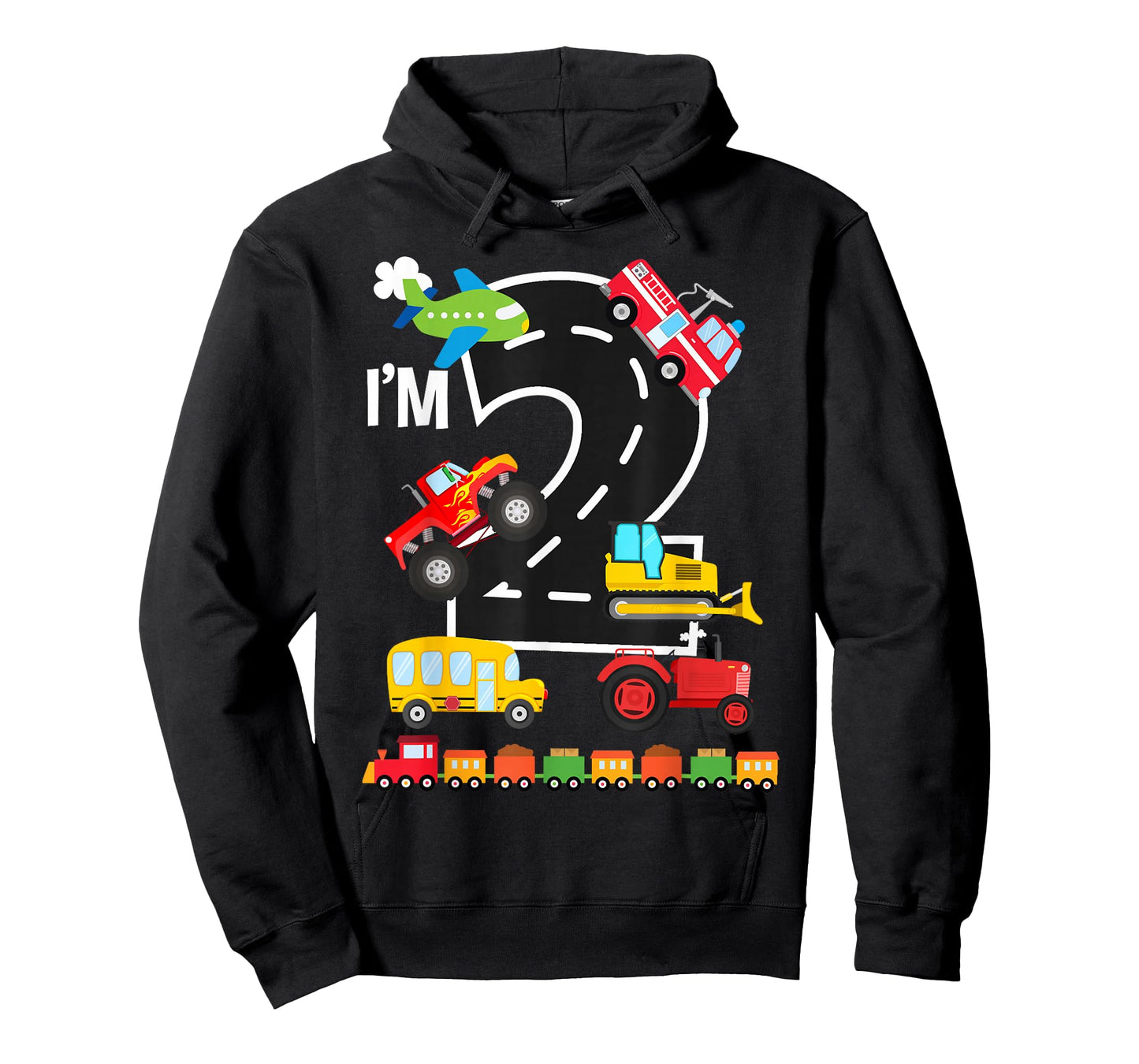 I'm 2 2nd Birthday Trucks Vehicles Transportation Train T-Shirt