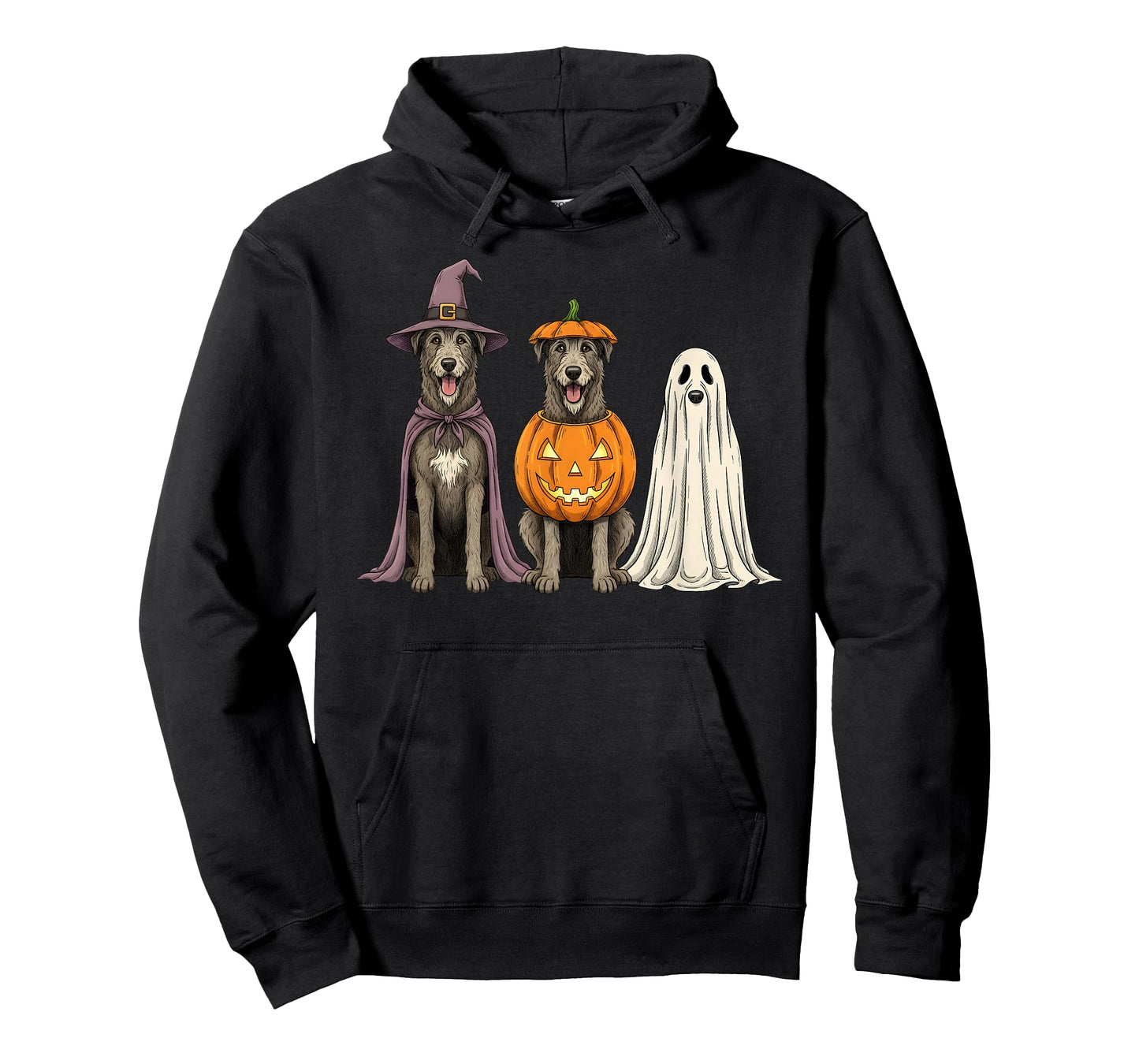 Spooky Ghost Irish Wolfhound Pumpkin Halloween Dog Lover T-Shirt