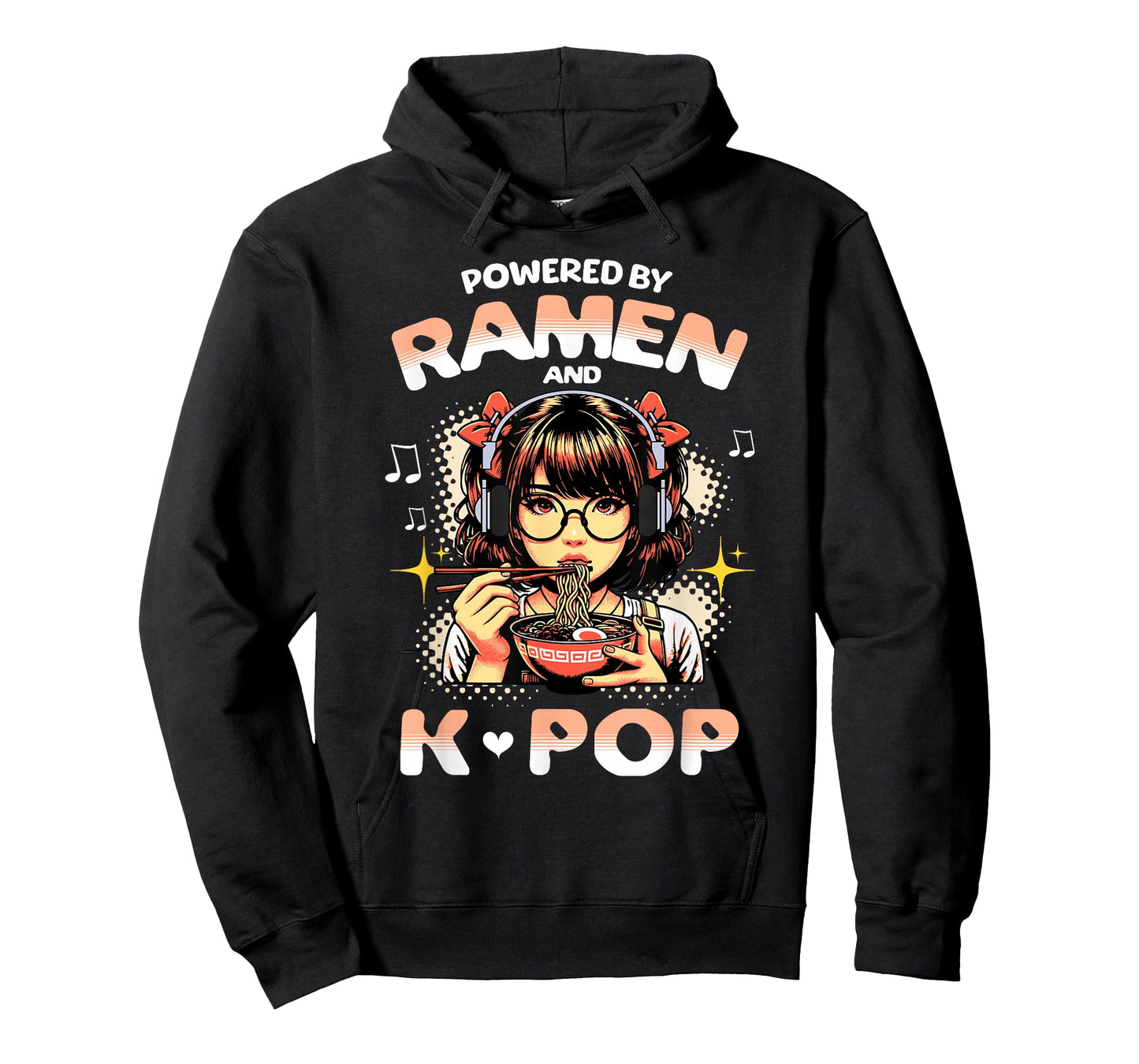 Powered by Ramen and K Pop Funny Anime Korean Music Manga T-Shirt