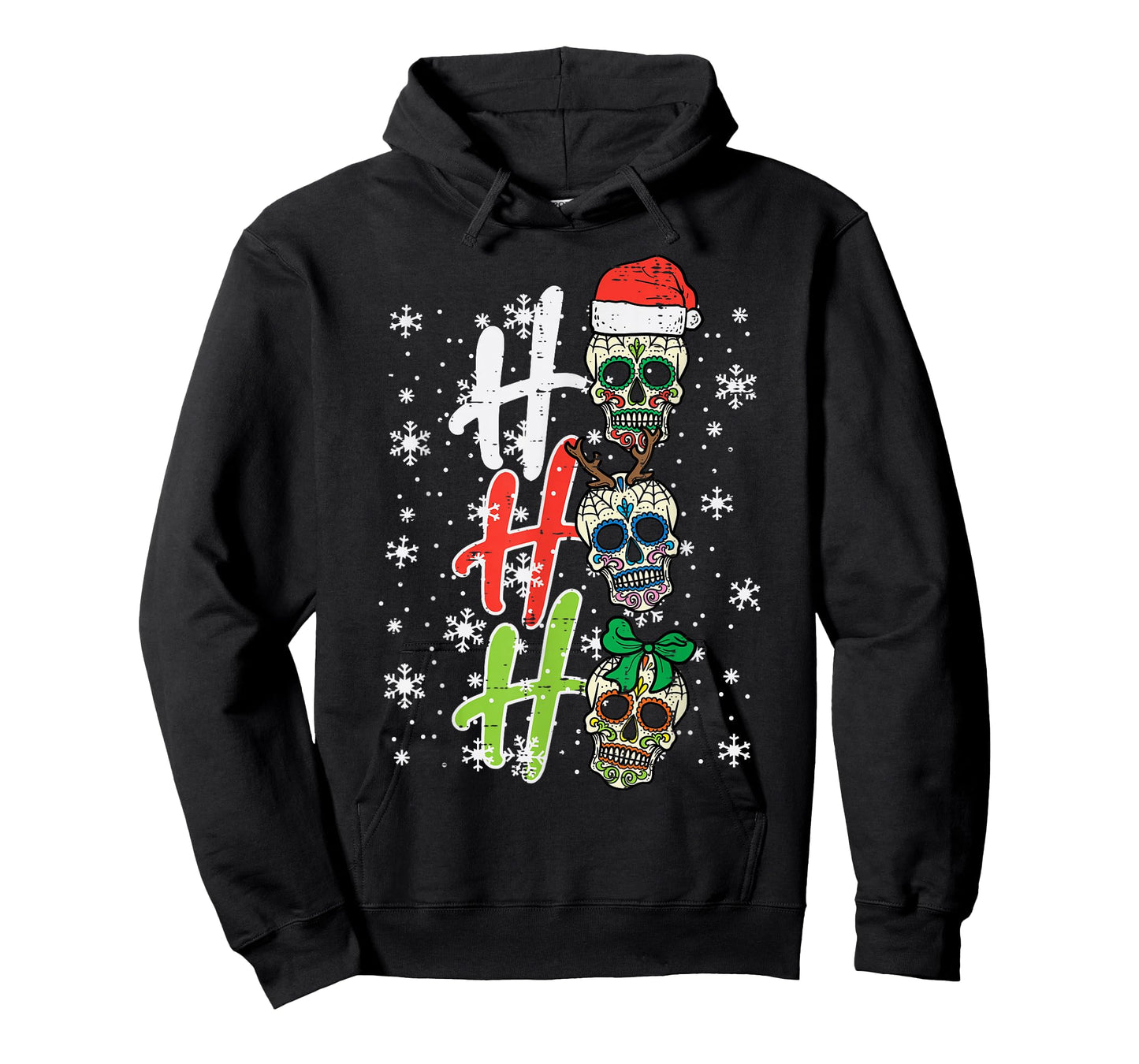 Christmas Sugar Skull Ho Ho Ho Xmas Mexican Men Women Kids T-Shirt