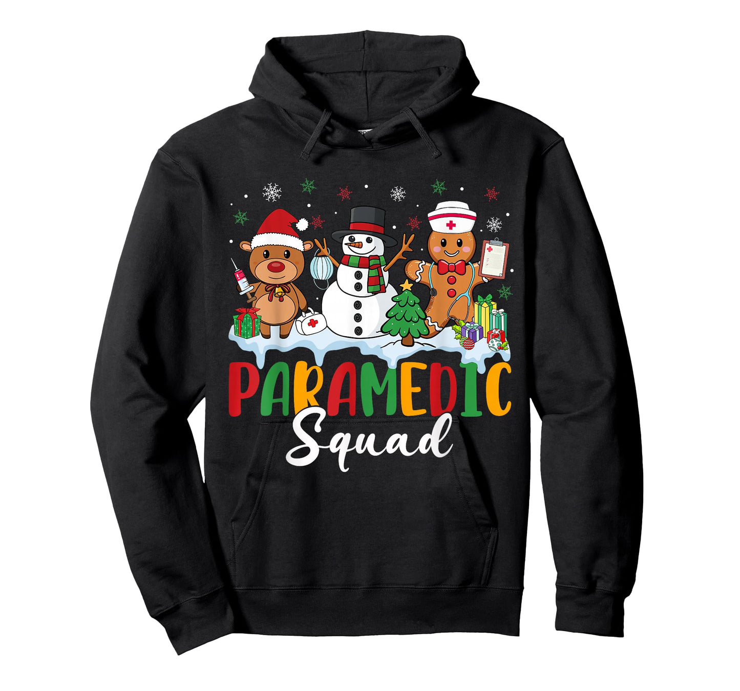 Paramedic Squad Reindeer Snowman Gingerbread Christmas T-Shirt