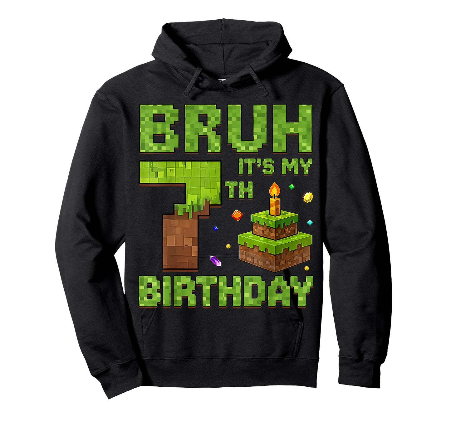 Funny Birthday Boy Bruh It's My 7th Birthday Game Pixel T-Shirt