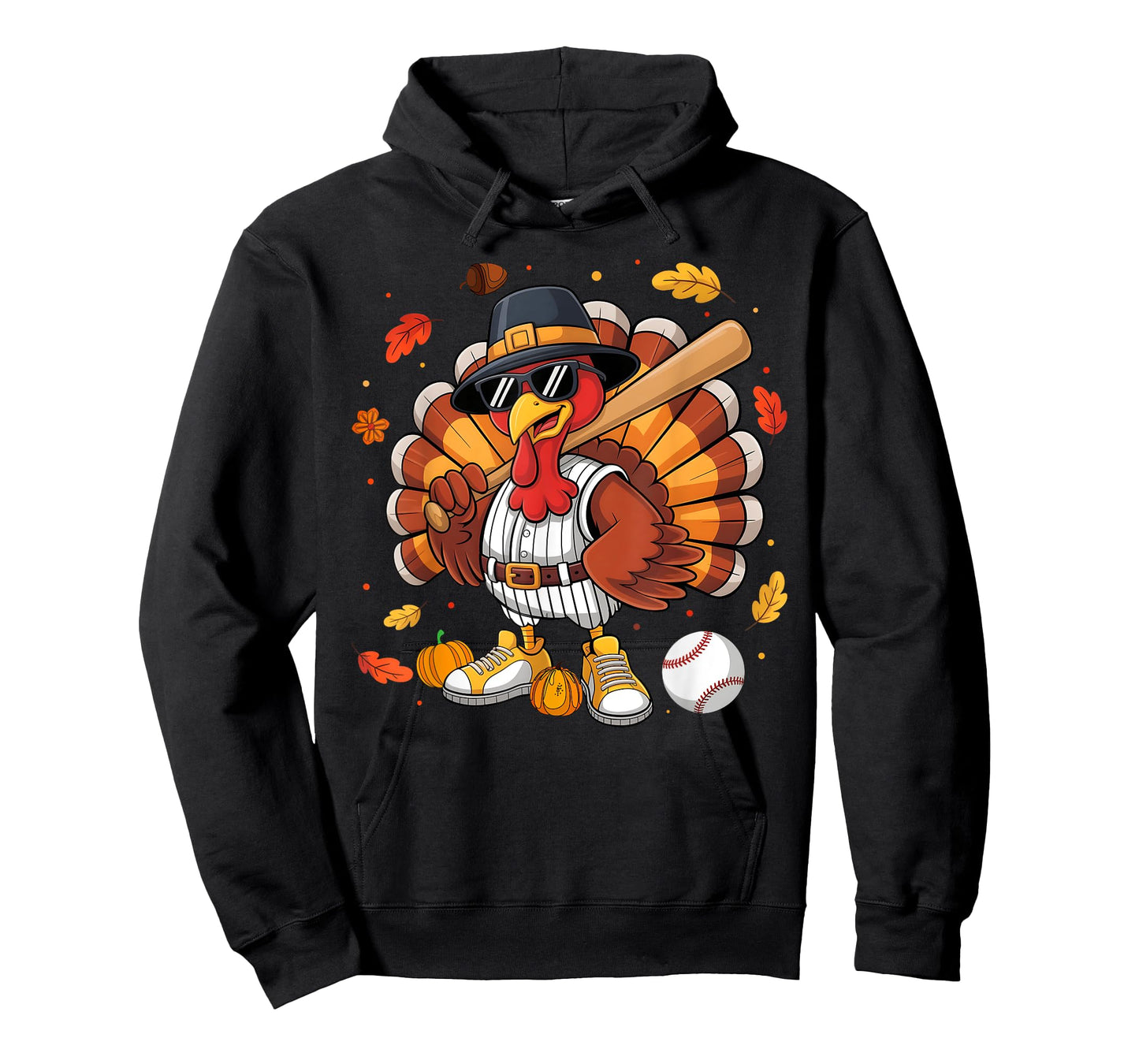Funny Turkey Baseball Game Day Thanksgiving Graphic Men Kids T-Shirt