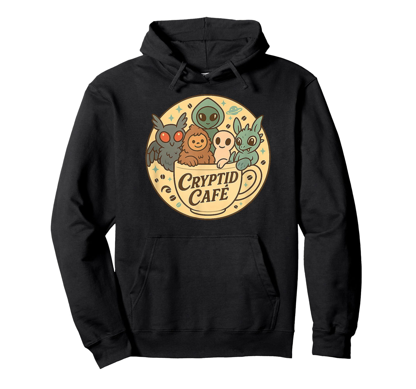 Sweet Mothman Cute Bigfoot Aliens Cryptid Cafe Cryptozoology T-Shirt
