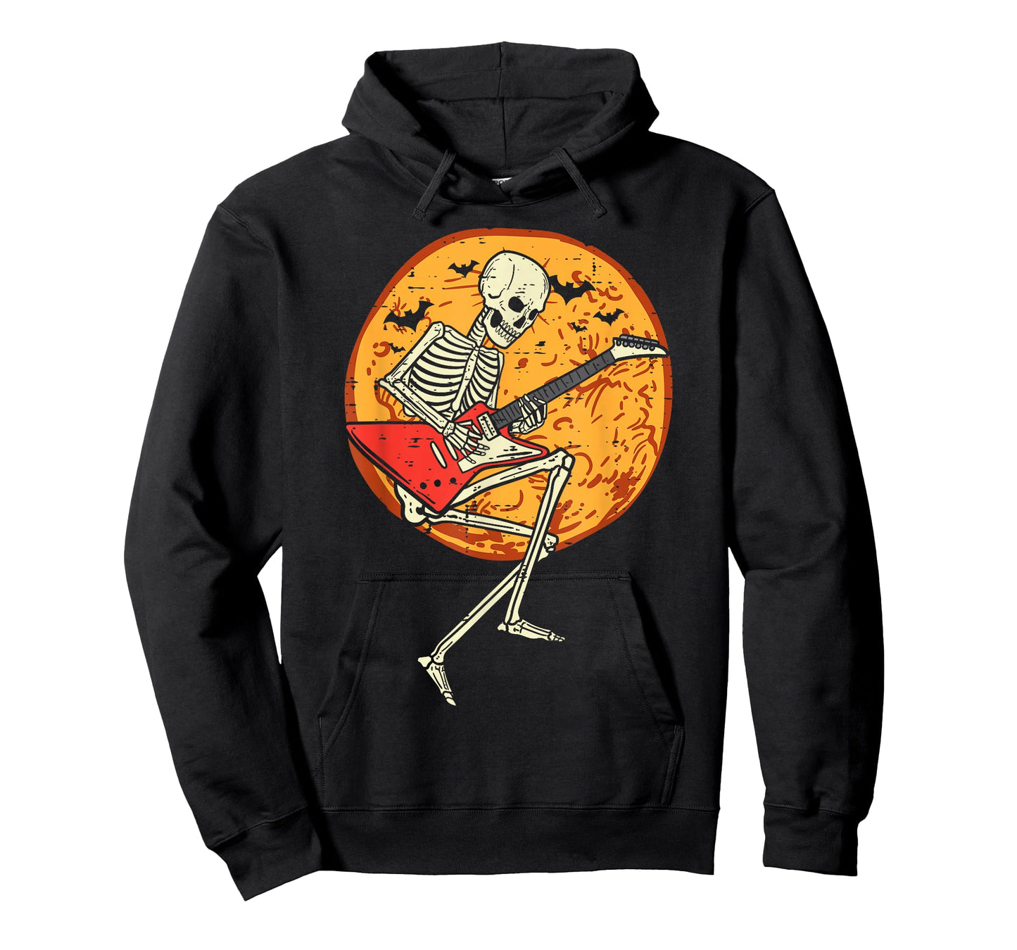 Skeleton Playing Guitar Rock Moon Halloween Music Boys Men T-Shirt
