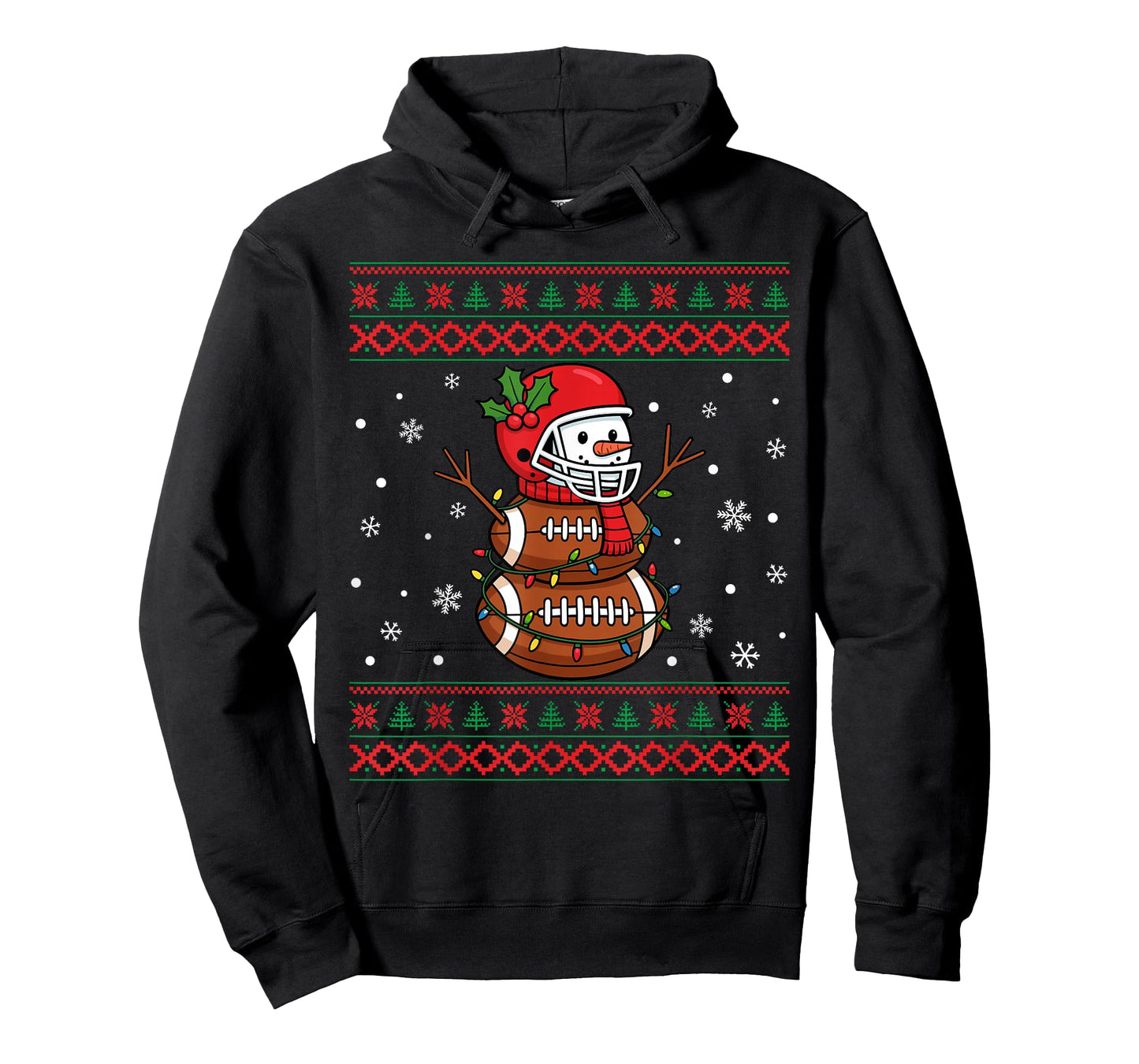Merry Christmas Football Snowman Holiday Ugly Xmas Pajamas T-Shirt