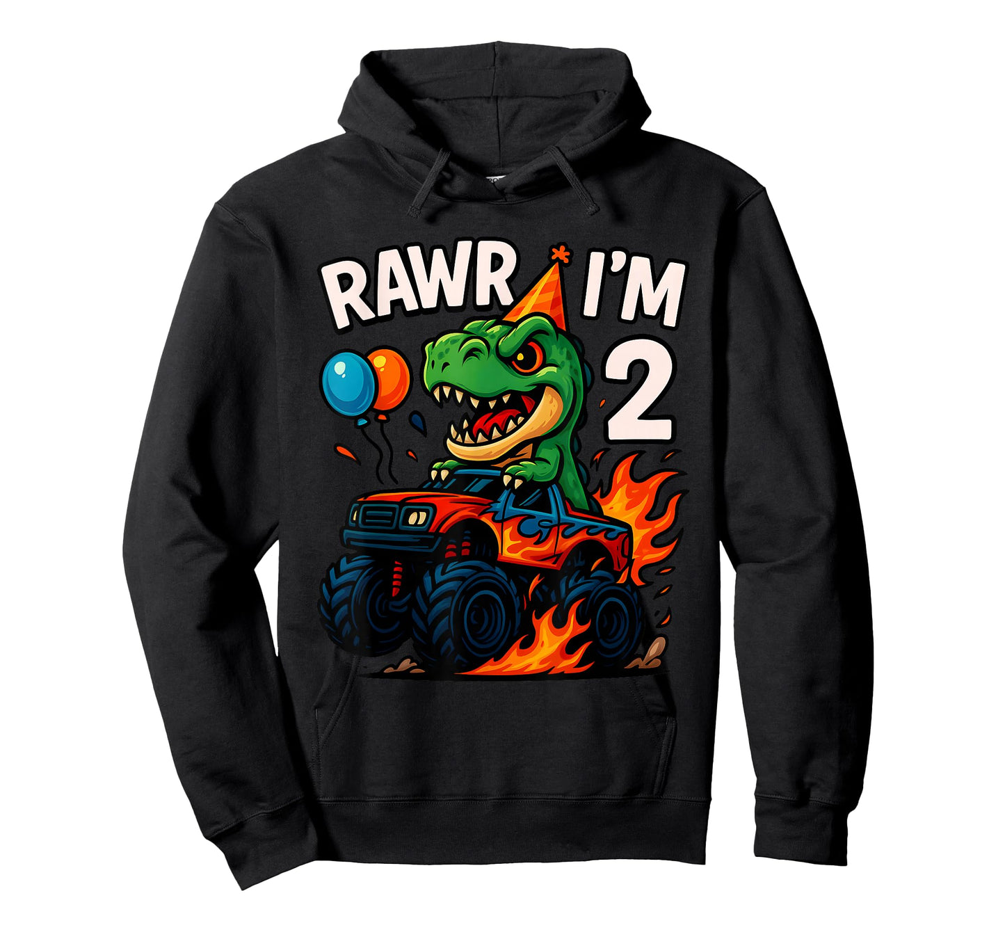 Rawr I'm 2 Second Birthday Party T Rex Monster Truck Boys T-Shirt