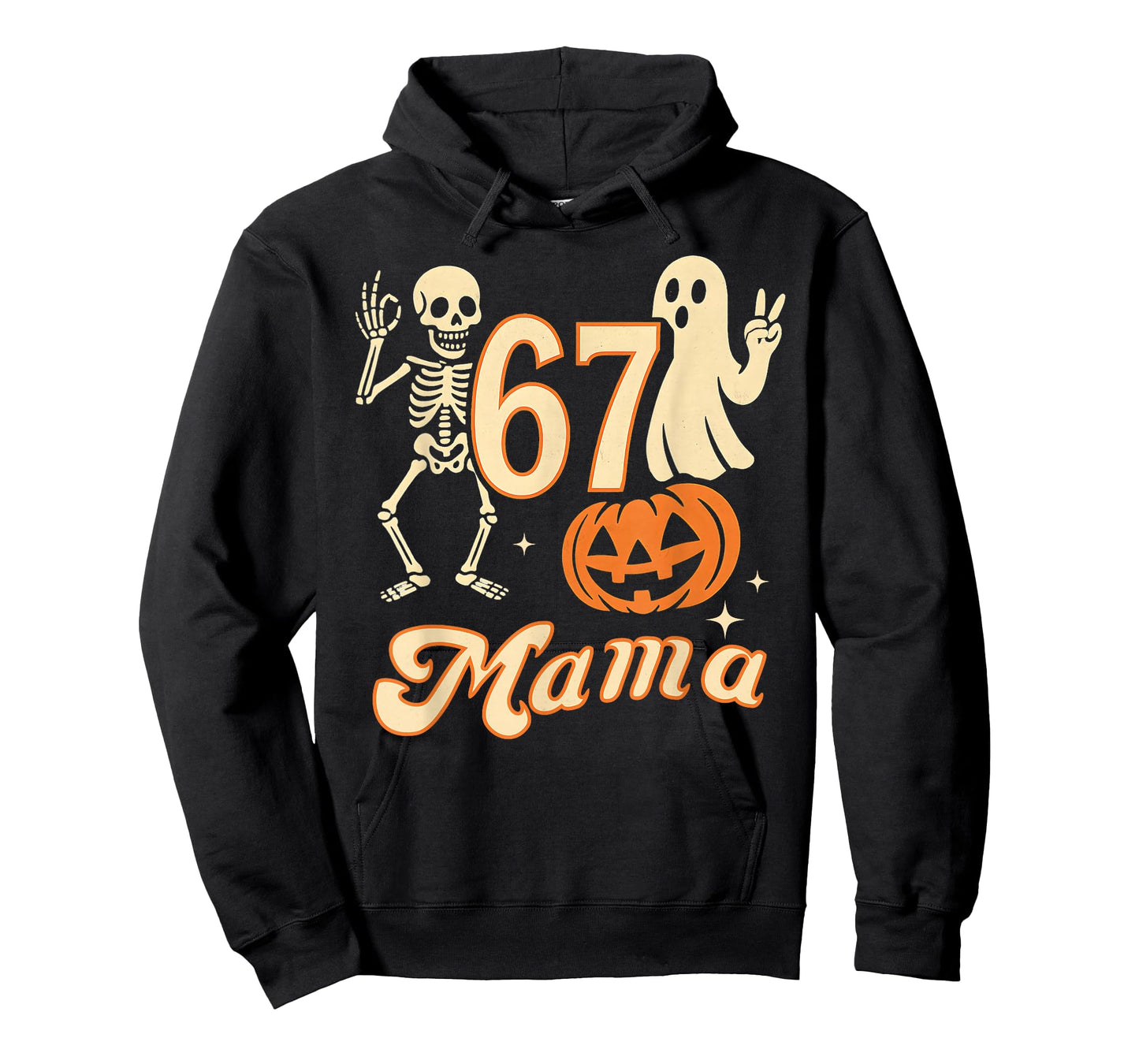 67 Mama Ghost Halloween Skeleton Pumpkin Six Seven Mom Funny T-Shirt