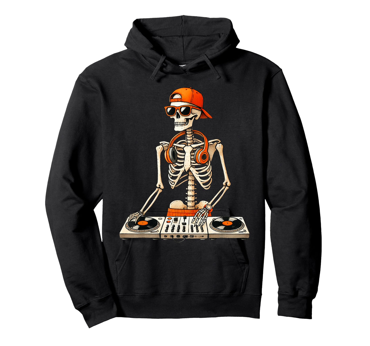 Skeleton DJ Halloween Costume Turntable Music Funny Men Boys T-Shirt