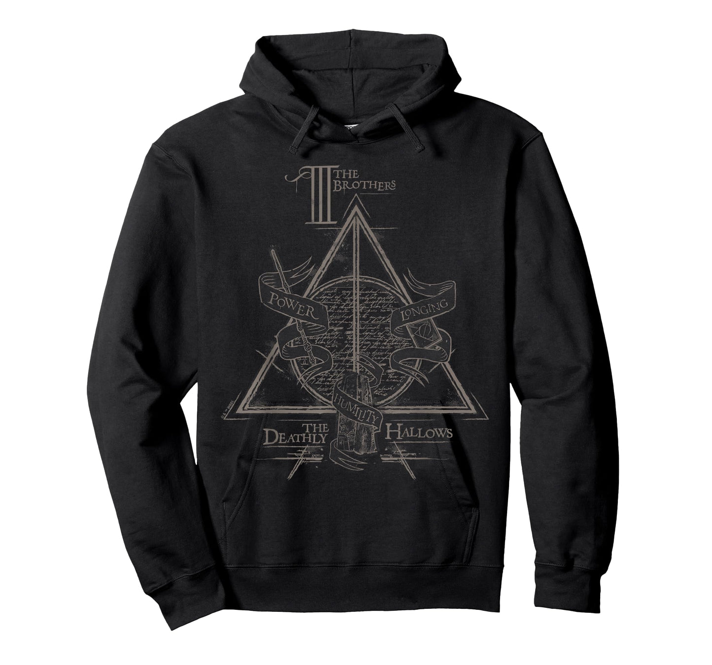 Harry Potter Black Three Brothers Deathly Hallows T-Shirt, Unisex, Small, Short Sleeve, Cotton 100%