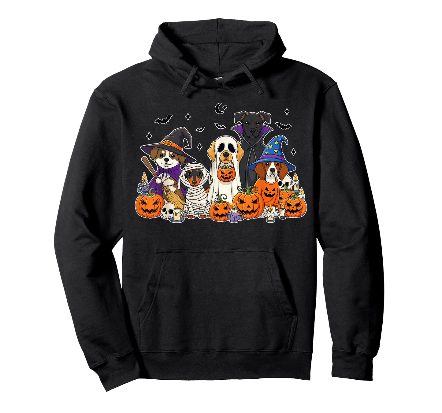 Cute Dogs in Ghost Witch Mummy Costume Women Men Halloween T-Shirt