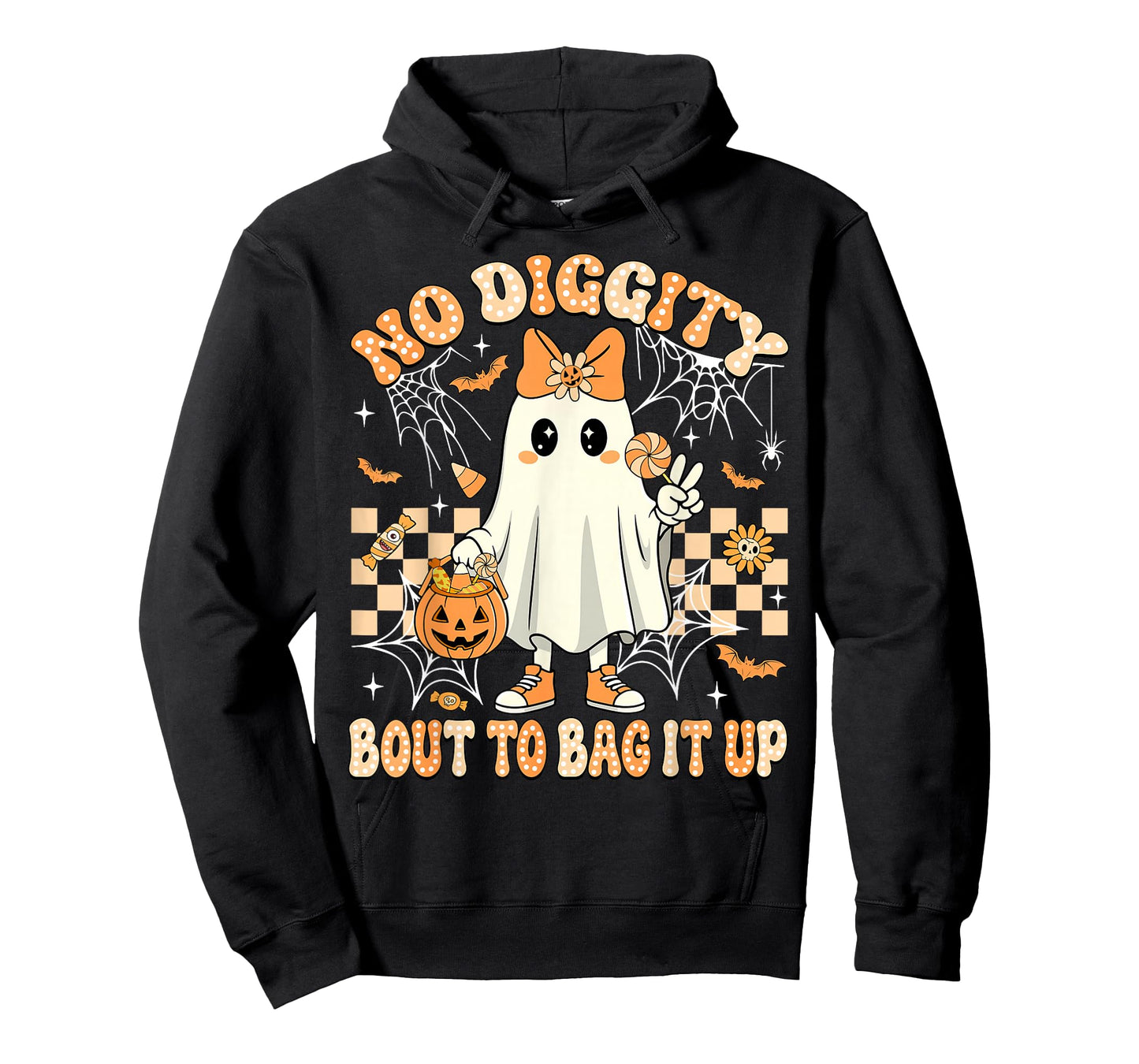 No Diggity Bout to Bag It Up Spooky Halloween Ghost Girl Kid T-Shirt