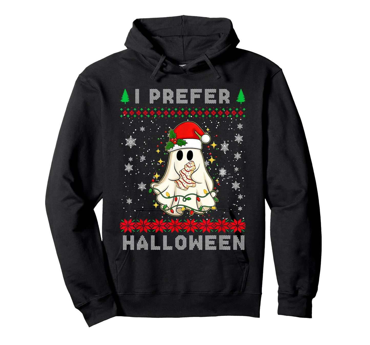 Christmas Ghost I Prefer Halloween Ugly Xmas Men Women T-Shirt