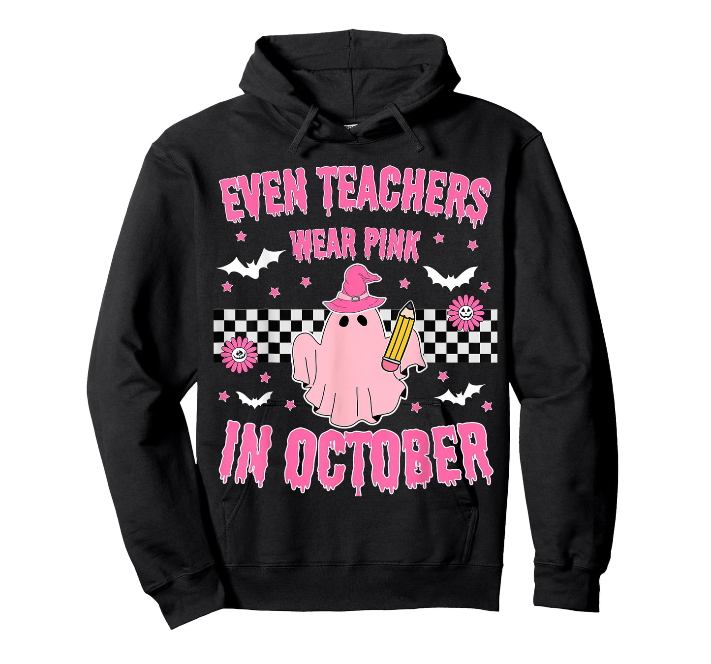 Even Teachers Wear Pink in October Halloween Breast Cancer T-Shirt
