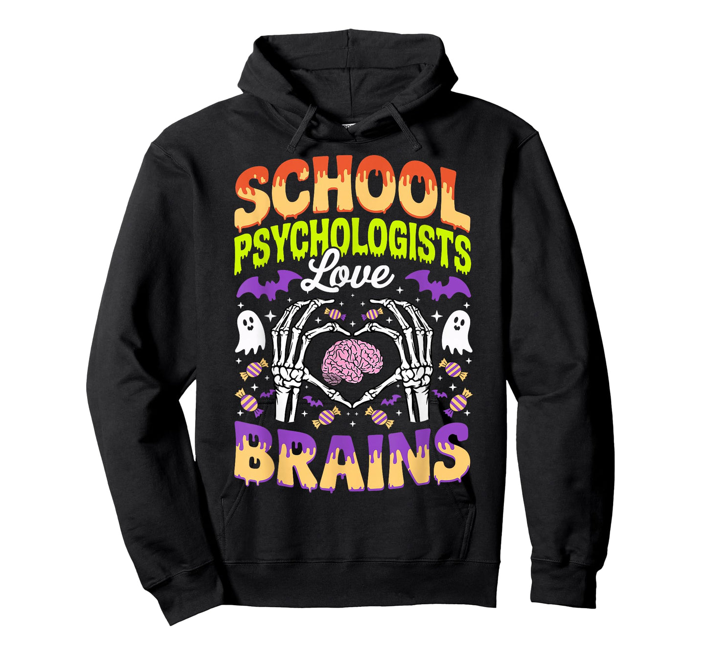 School Psychologist Love Brains Ghost Skeleton Halloween T-Shirt
