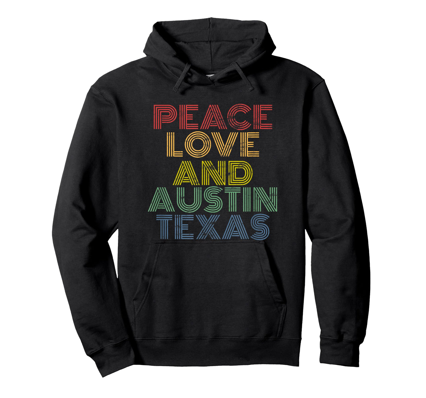 Austin Texas Peace Love Retro Bold Distressed Look T-Shirt