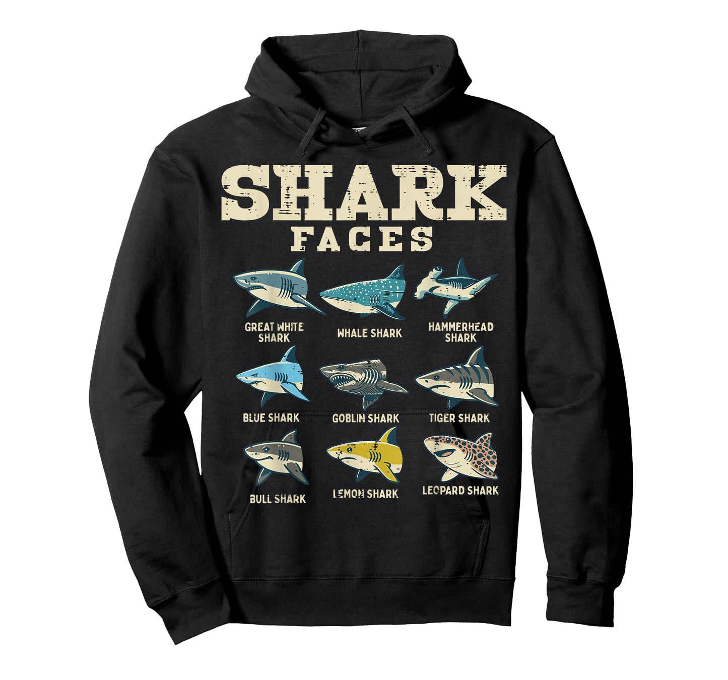 Shark Faces Species Sea Creature Ocean Life Men Women Kids T-Shirt