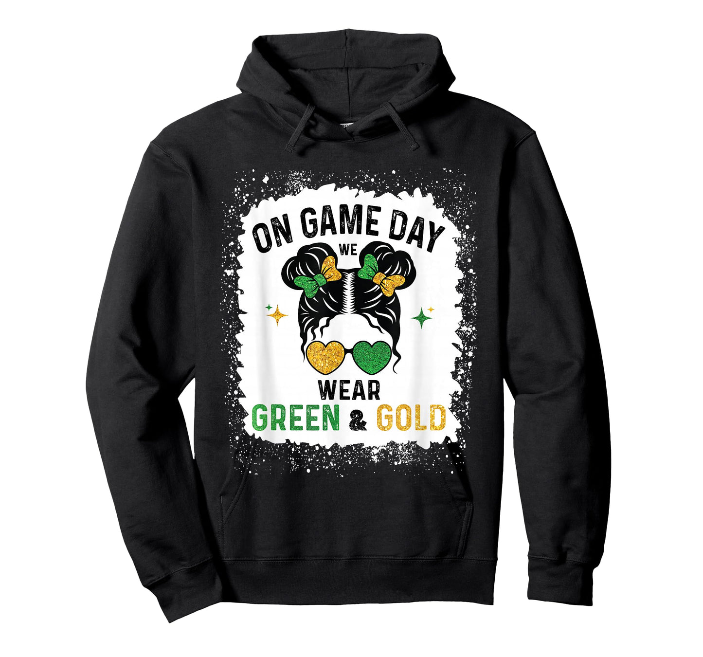 On Gameday We Wear Green and Gold Messy for Men Women Kids T-Shirt