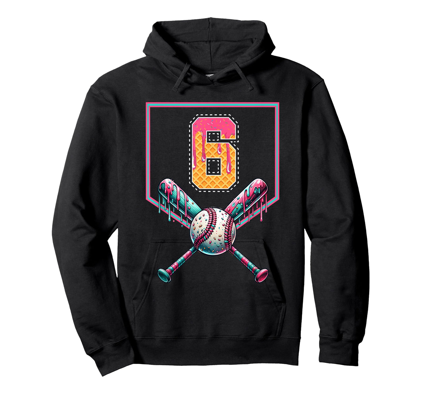 Baseball Drip Number 6 Player Or 6th Birthday Drip Style T-Shirt