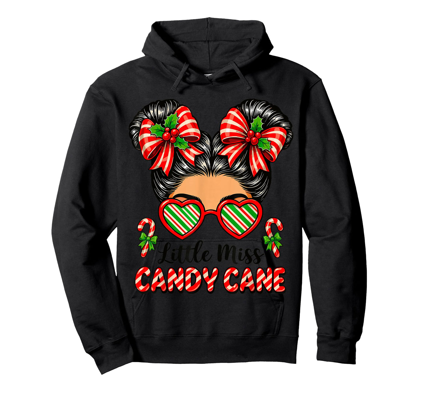 Little Miss Candy Cane Shirt Women, Messy Bun Christmas T-Shirt