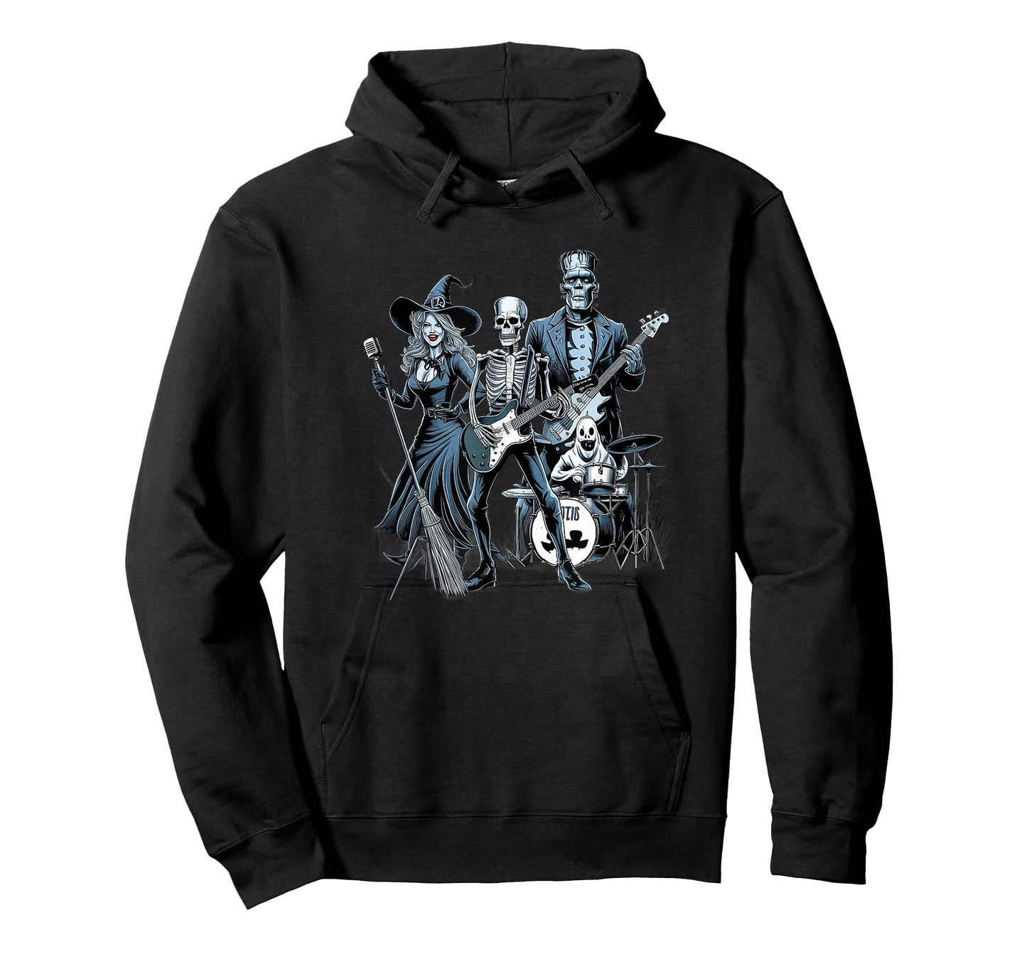 Rock Band Halloween Witch Skeleton Frankenstein Ghost T-Shirt